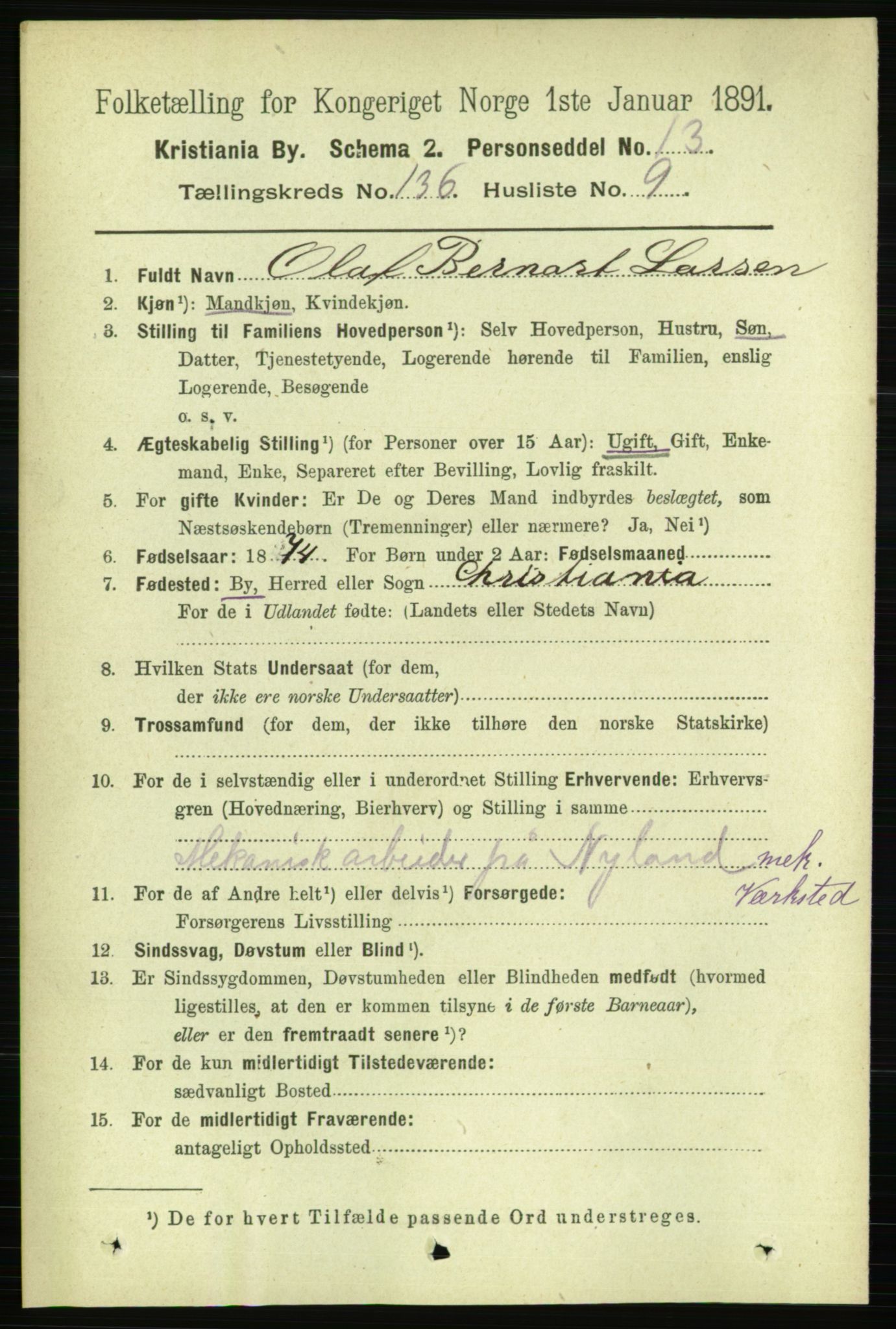 RA, 1891 census for 0301 Kristiania, 1891, p. 75483