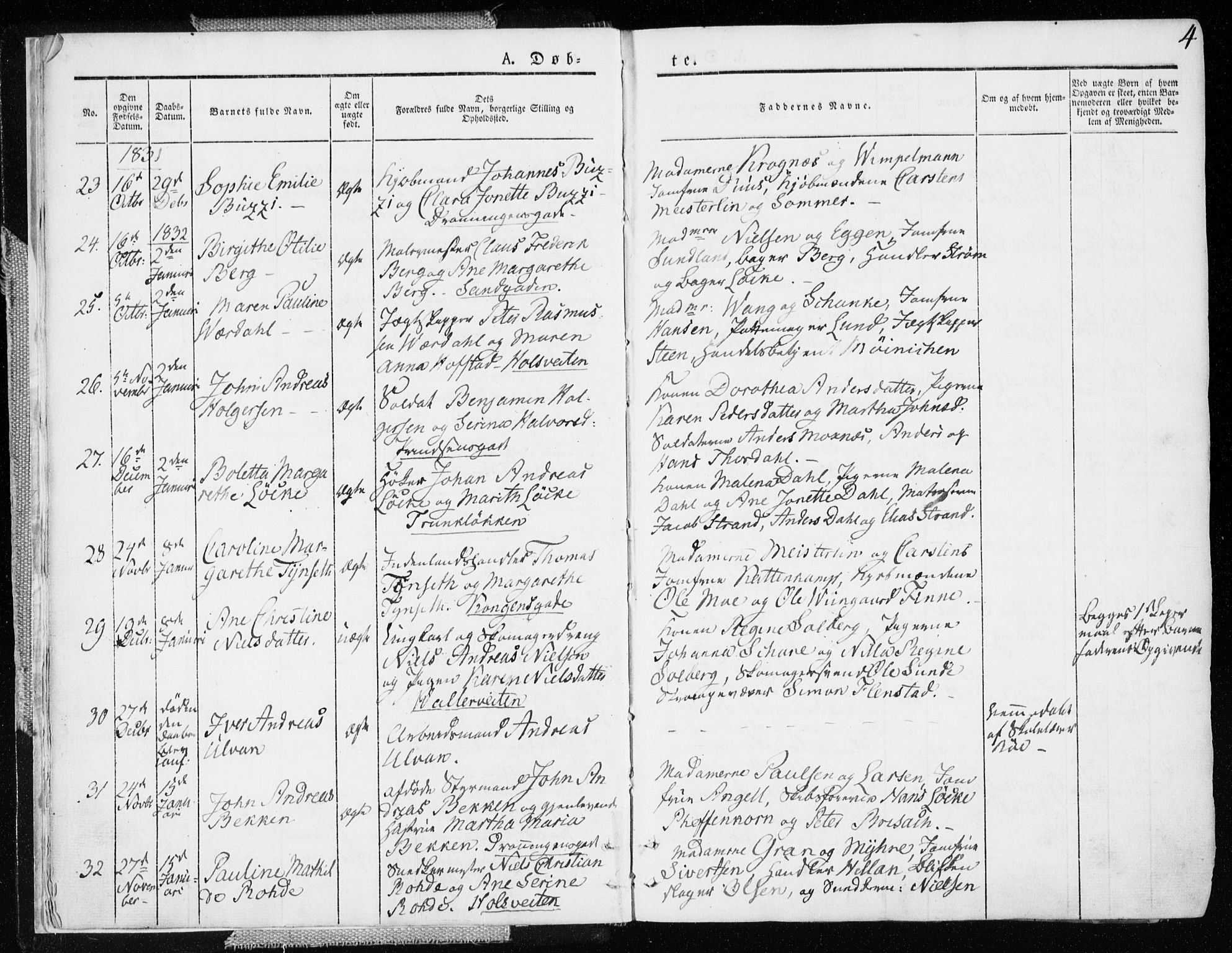 Ministerialprotokoller, klokkerbøker og fødselsregistre - Sør-Trøndelag, SAT/A-1456/601/L0047: Parish register (official) no. 601A15, 1831-1839, p. 4