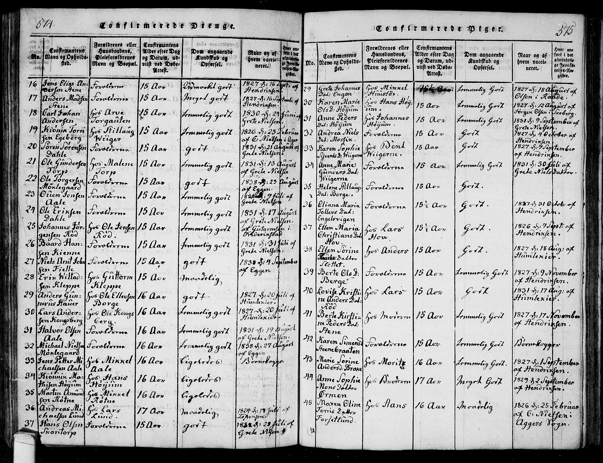 Onsøy prestekontor Kirkebøker, SAO/A-10914/F/Fa/L0002: Parish register (official) no. I 2, 1814-1840, p. 574-575