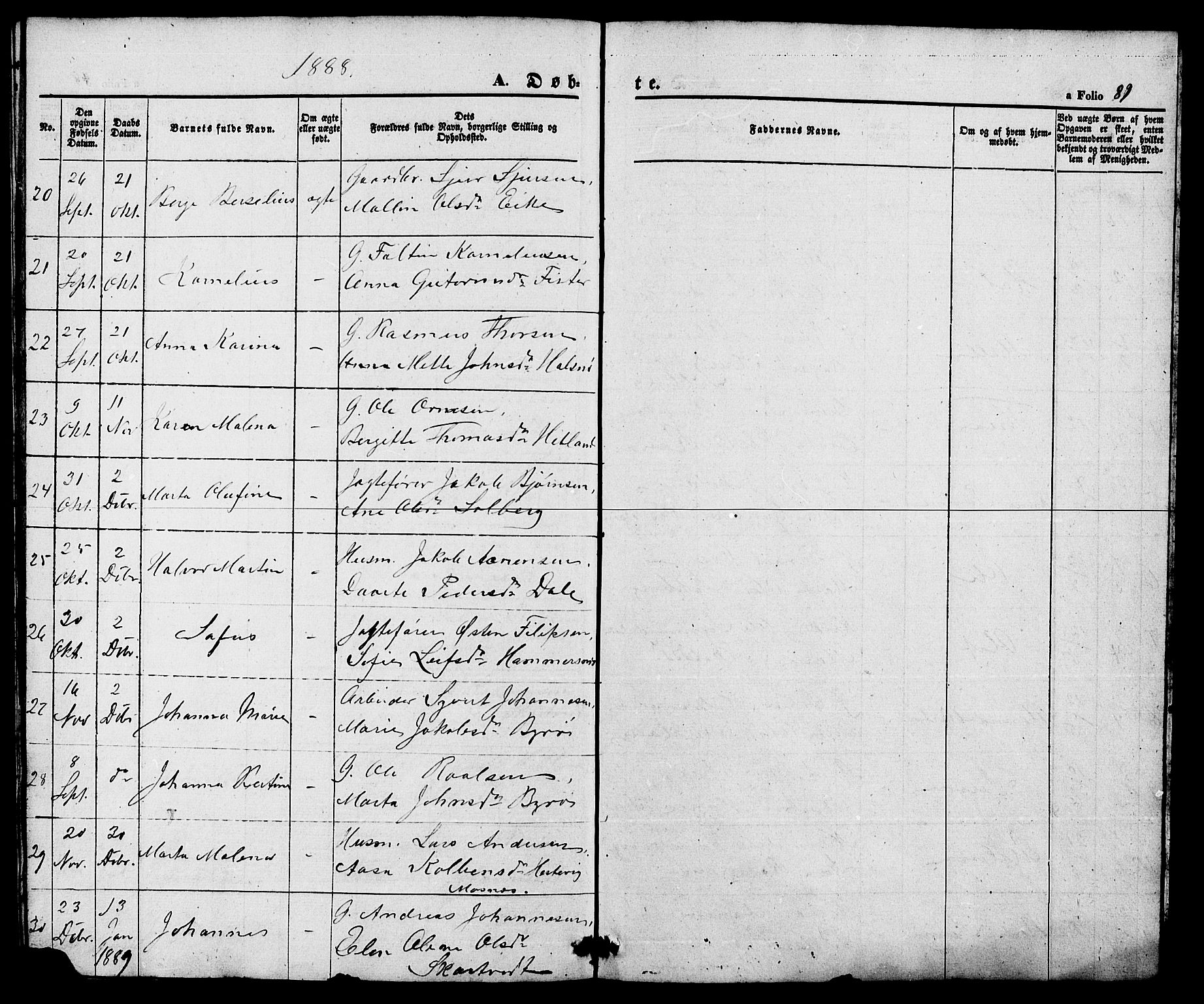 Hjelmeland sokneprestkontor, AV/SAST-A-101843/01/V/L0005: Parish register (copy) no. B 5, 1853-1892, p. 89