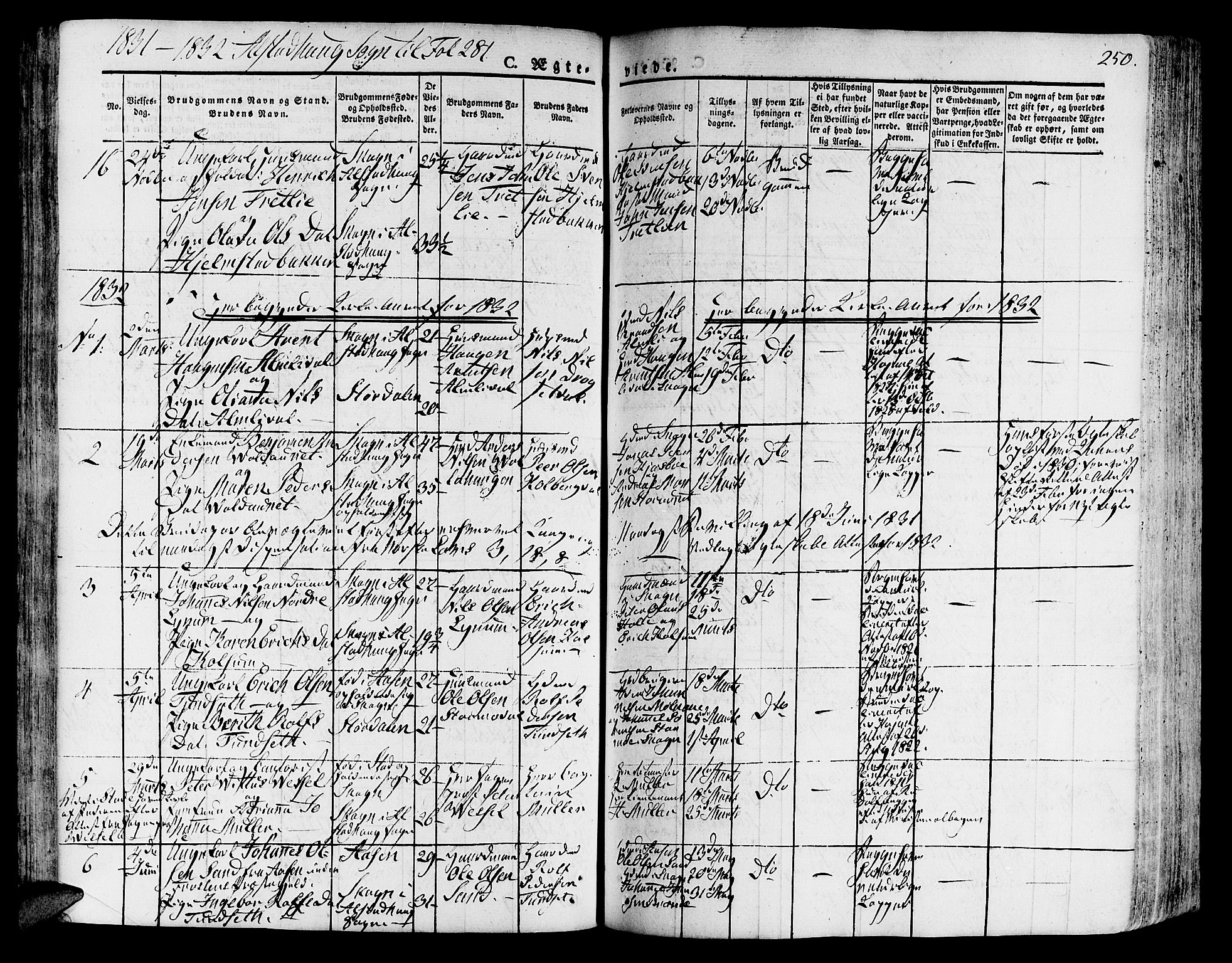 Ministerialprotokoller, klokkerbøker og fødselsregistre - Nord-Trøndelag, SAT/A-1458/717/L0152: Parish register (official) no. 717A05 /1, 1825-1836, p. 250