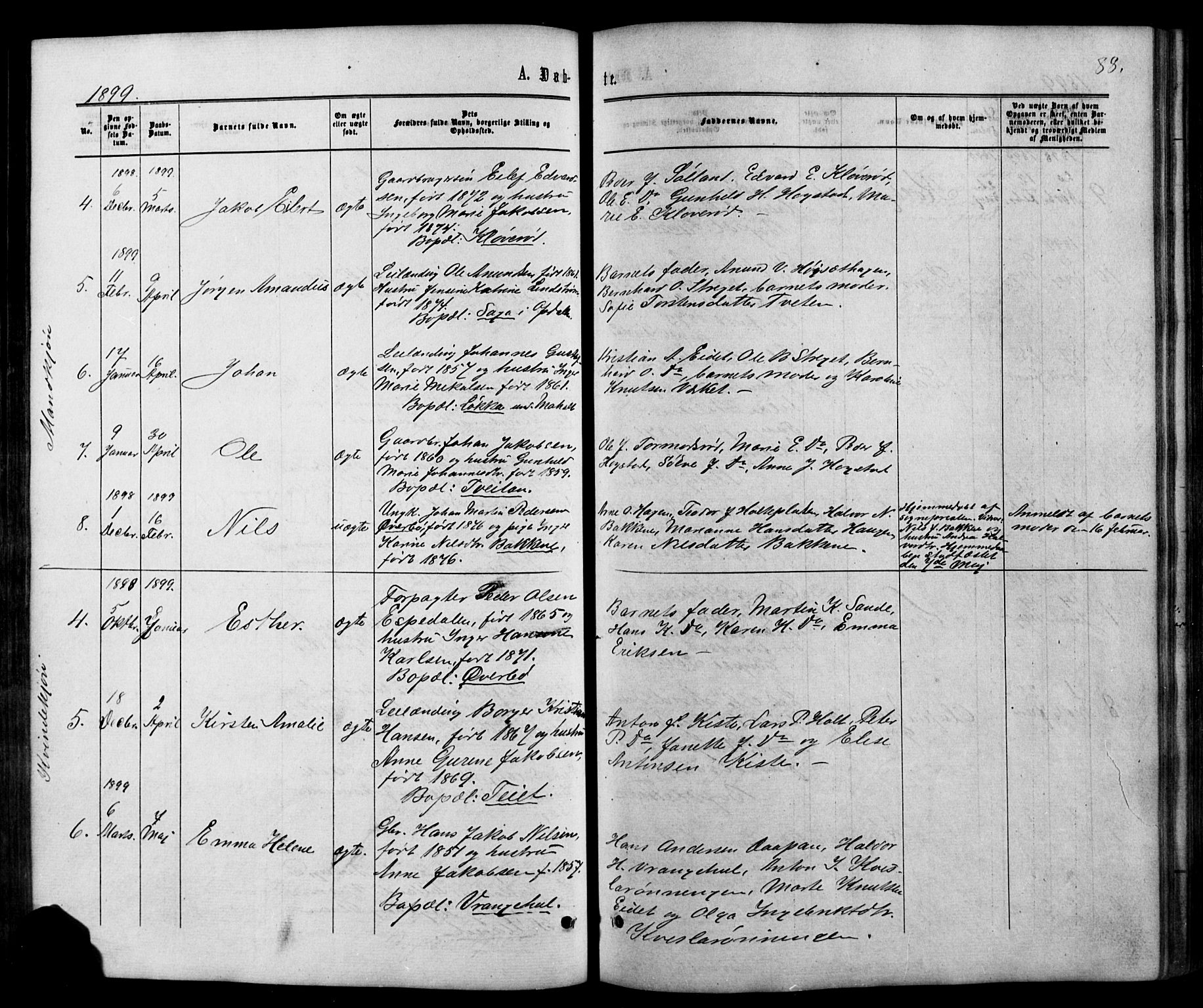 Siljan kirkebøker, SAKO/A-300/G/Ga/L0002: Parish register (copy) no. 2, 1864-1908, p. 88