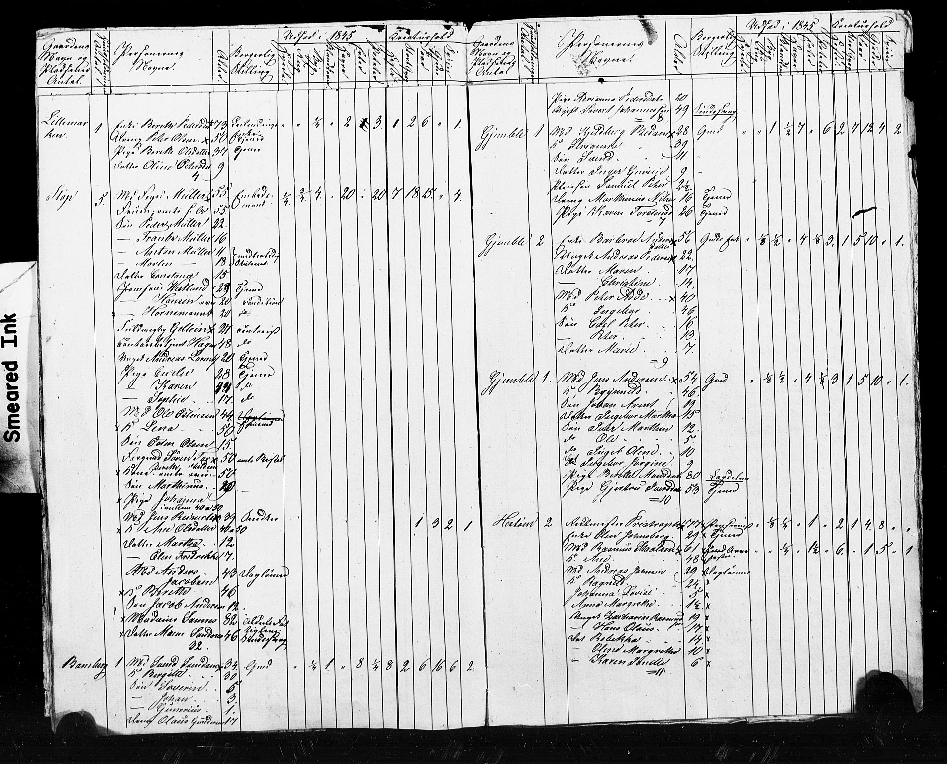 , Census 1845 for Skogn, 1845, p. 42