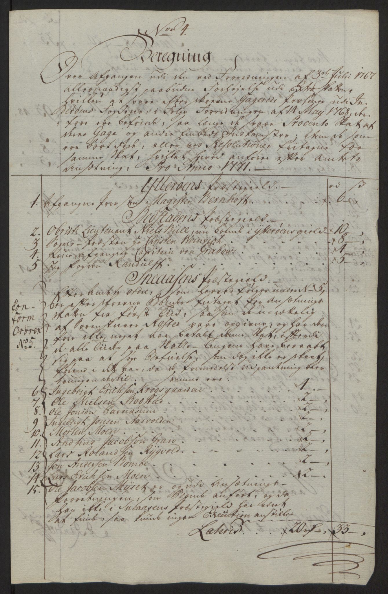 Rentekammeret inntil 1814, Reviderte regnskaper, Fogderegnskap, AV/RA-EA-4092/R63/L4420: Ekstraskatten Inderøy, 1762-1772, p. 429