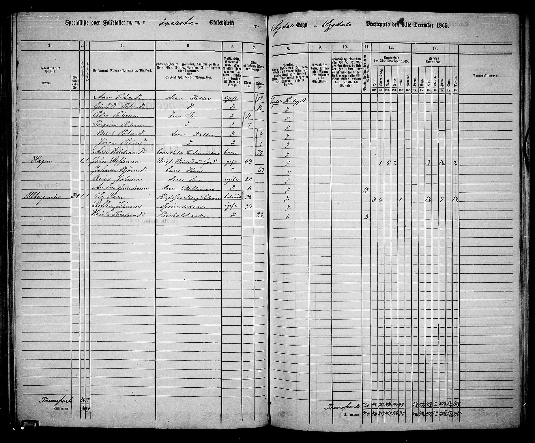 RA, 1865 census for Sigdal, 1865, p. 134