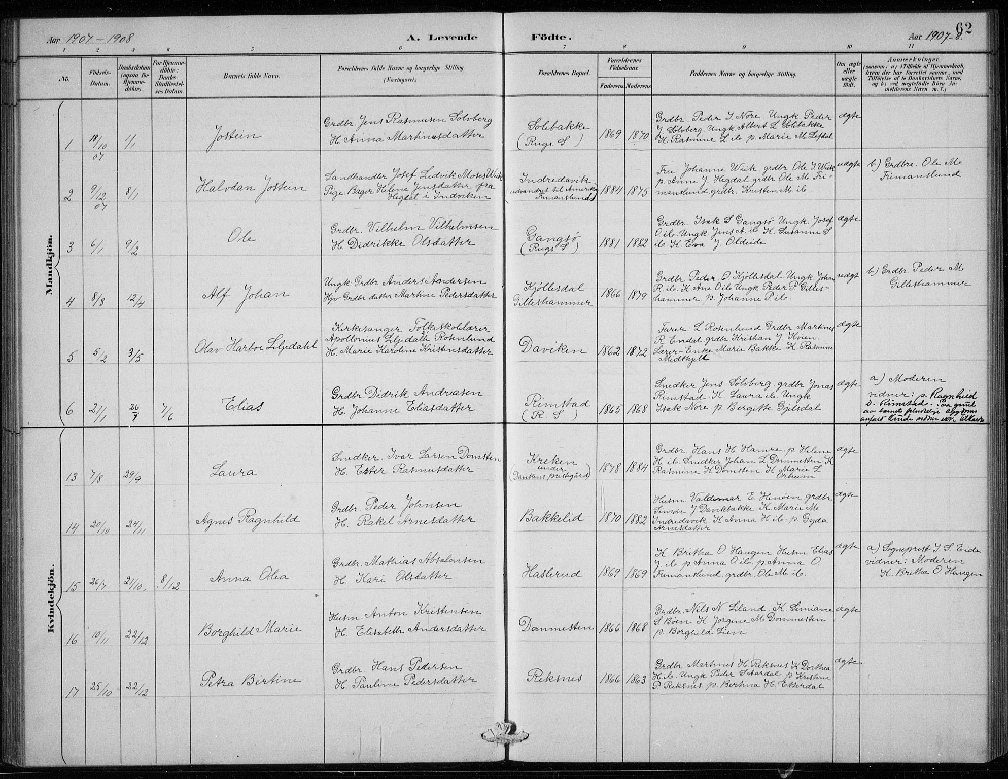 Davik sokneprestembete, SAB/A-79701/H/Hab/Haba/L0002: Parish register (copy) no. A 2, 1890-1911, p. 62