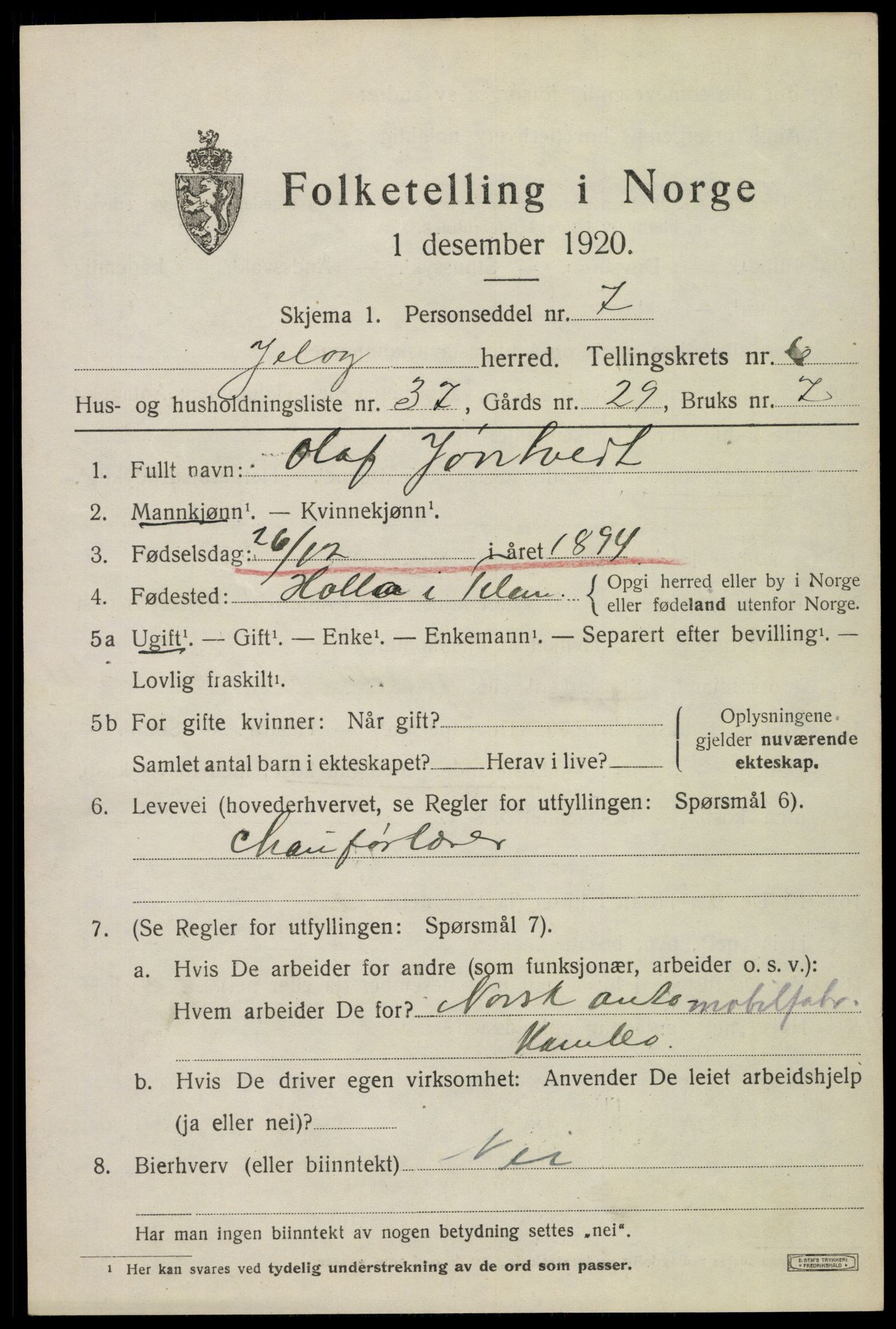 SAO, 1920 census for Moss land district, 1920, p. 7229