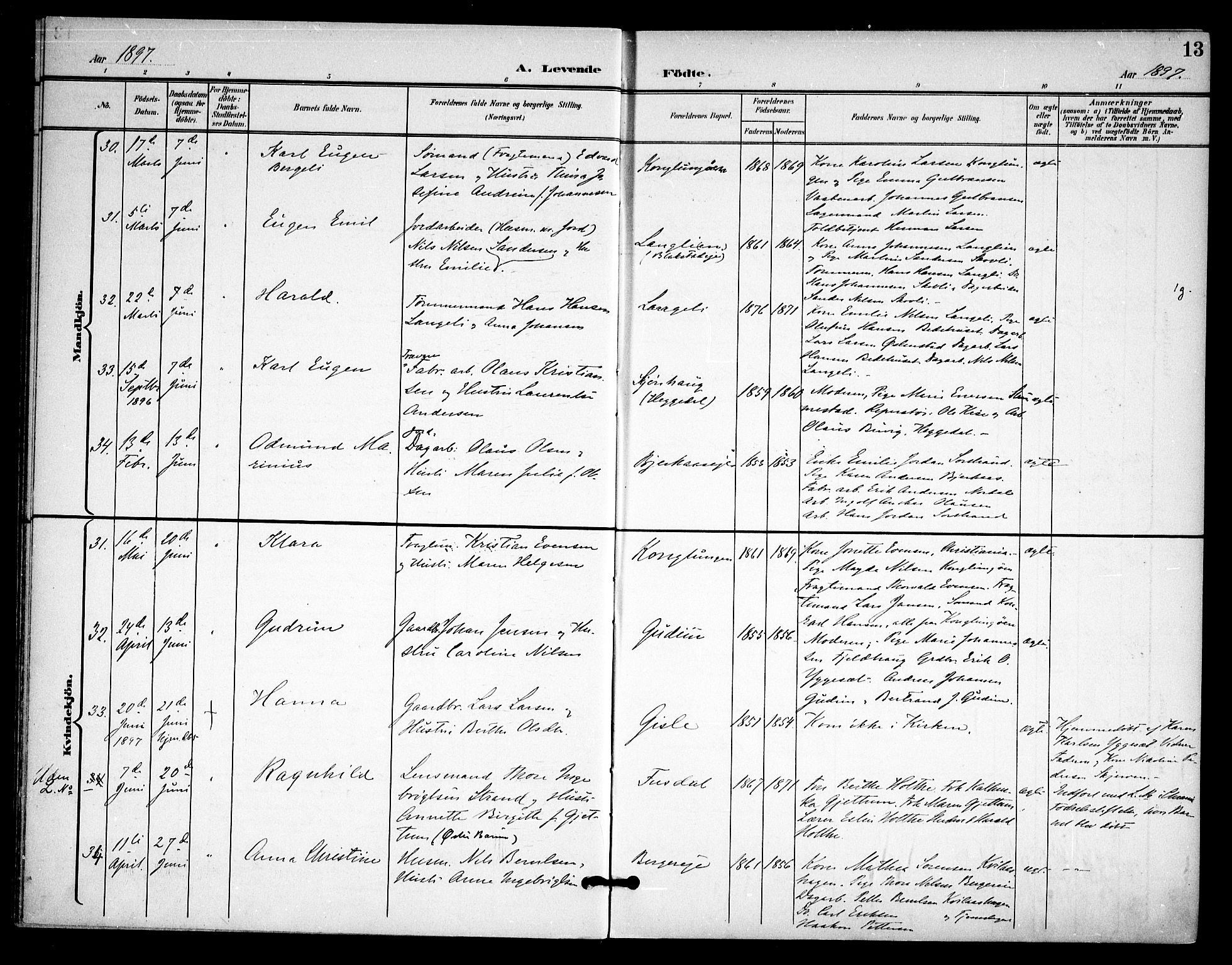 Asker prestekontor Kirkebøker, AV/SAO-A-10256a/F/Fa/L0015: Parish register (official) no. I 15, 1896-1915, p. 13