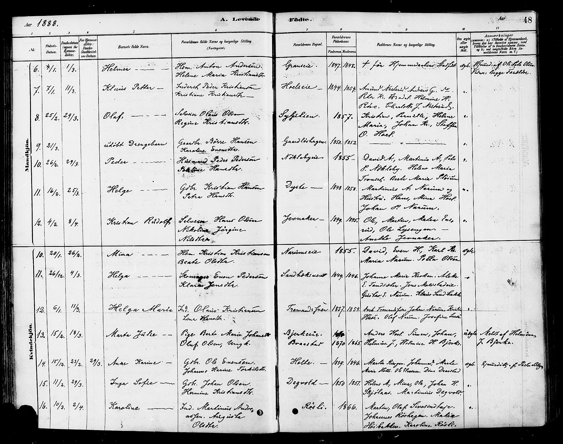 Vestre Toten prestekontor, SAH/PREST-108/H/Ha/Haa/L0010: Parish register (official) no. 10, 1878-1894, p. 48
