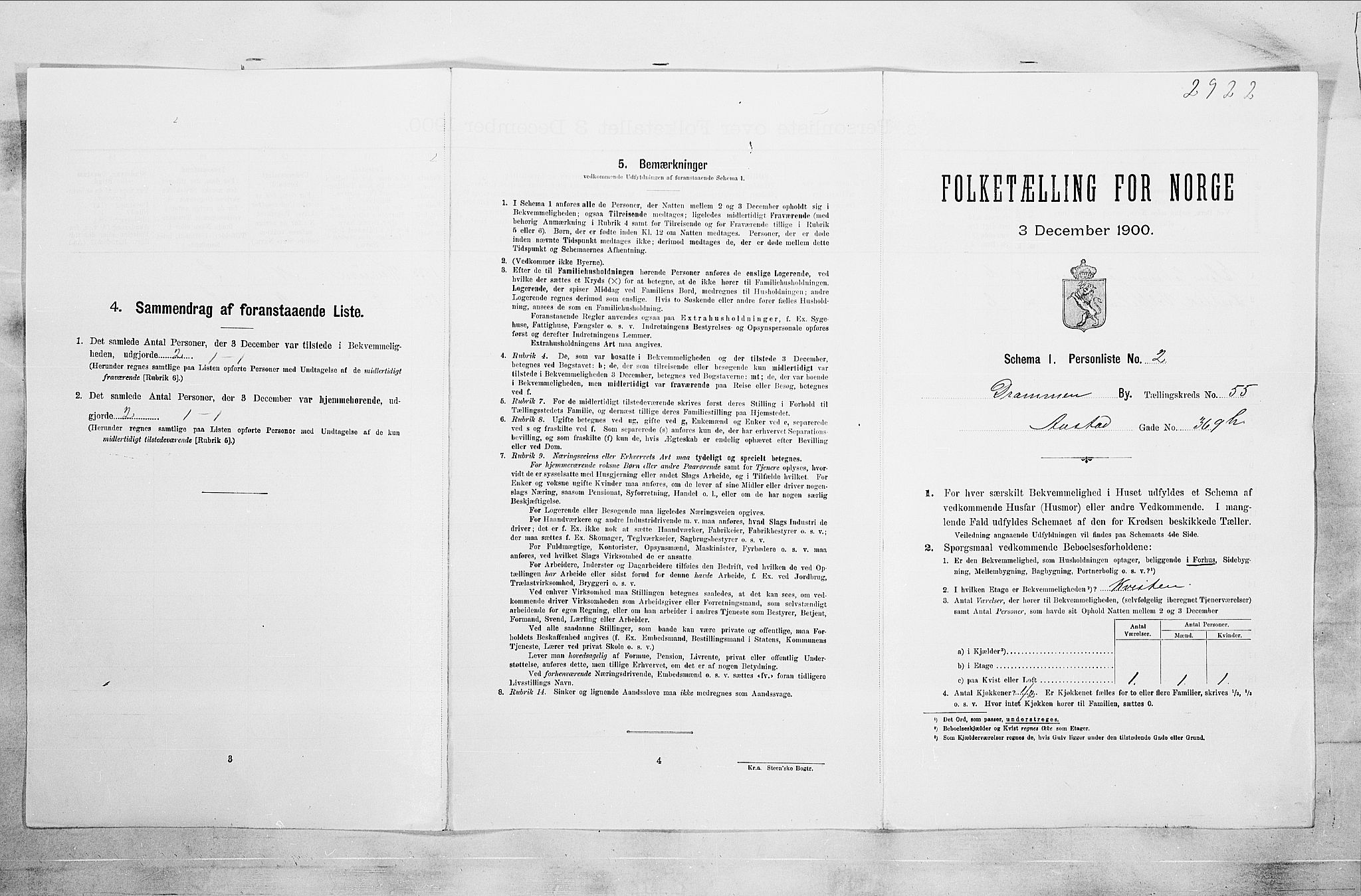 RA, 1900 census for Drammen, 1900, p. 9559