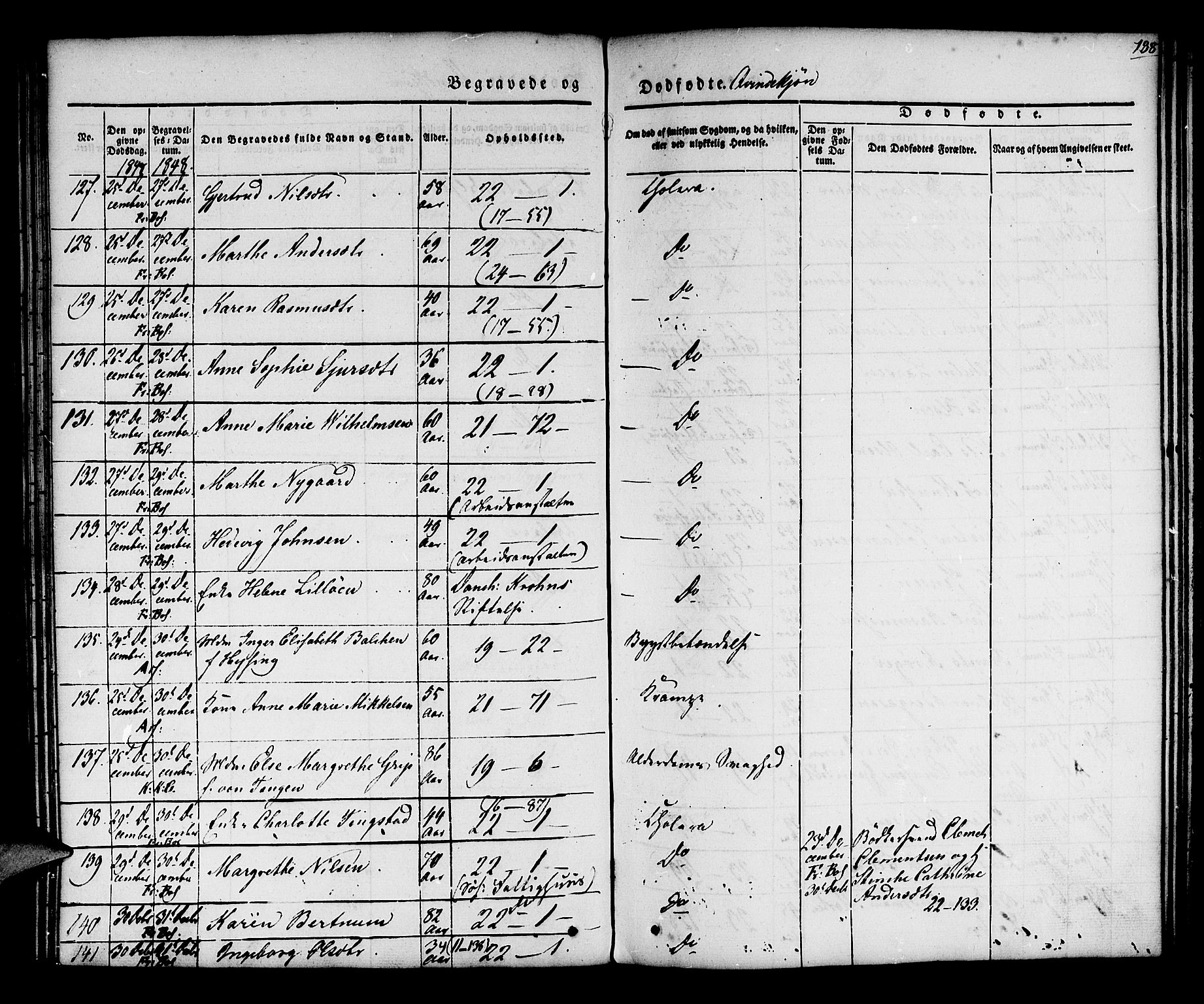 Korskirken sokneprestembete, AV/SAB-A-76101/H/Hab: Parish register (copy) no. E 1, 1837-1851, p. 188