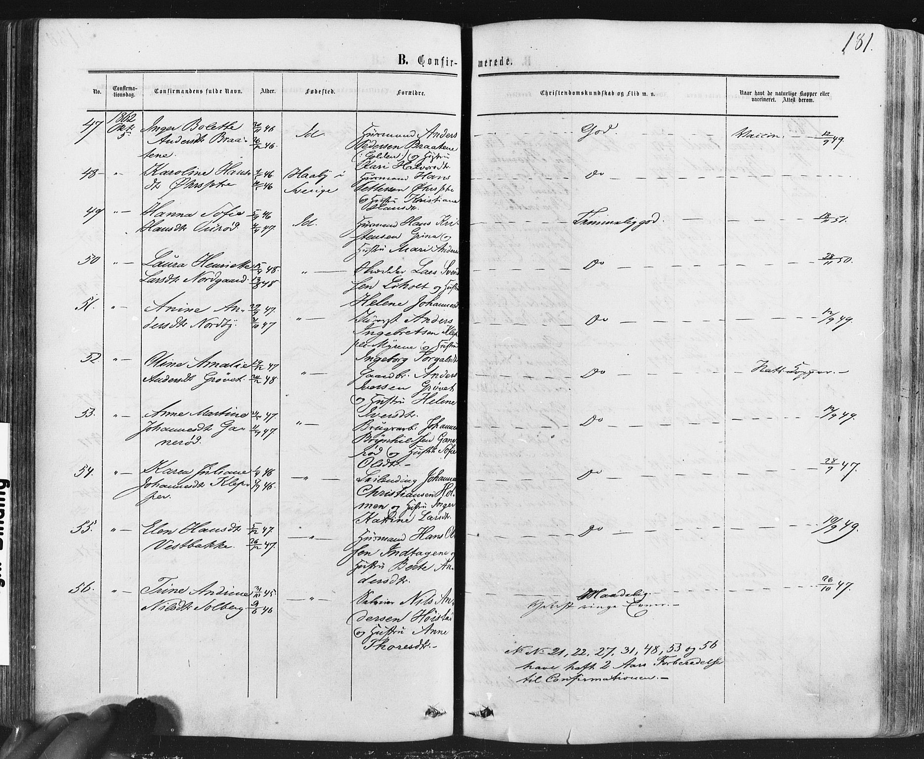 Idd prestekontor Kirkebøker, SAO/A-10911/F/Fc/L0005: Parish register (official) no. III 5, 1861-1877, p. 181