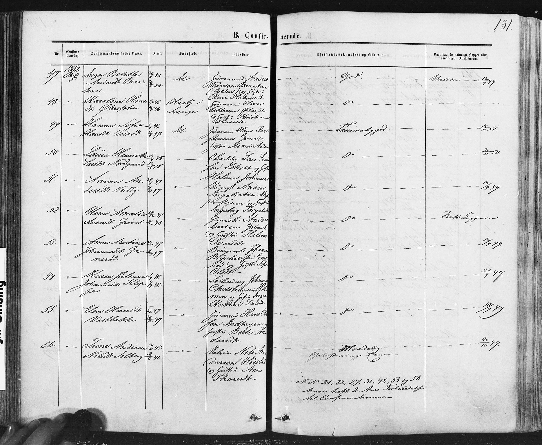 Idd prestekontor Kirkebøker, AV/SAO-A-10911/F/Fc/L0005: Parish register (official) no. III 5, 1861-1877, p. 181