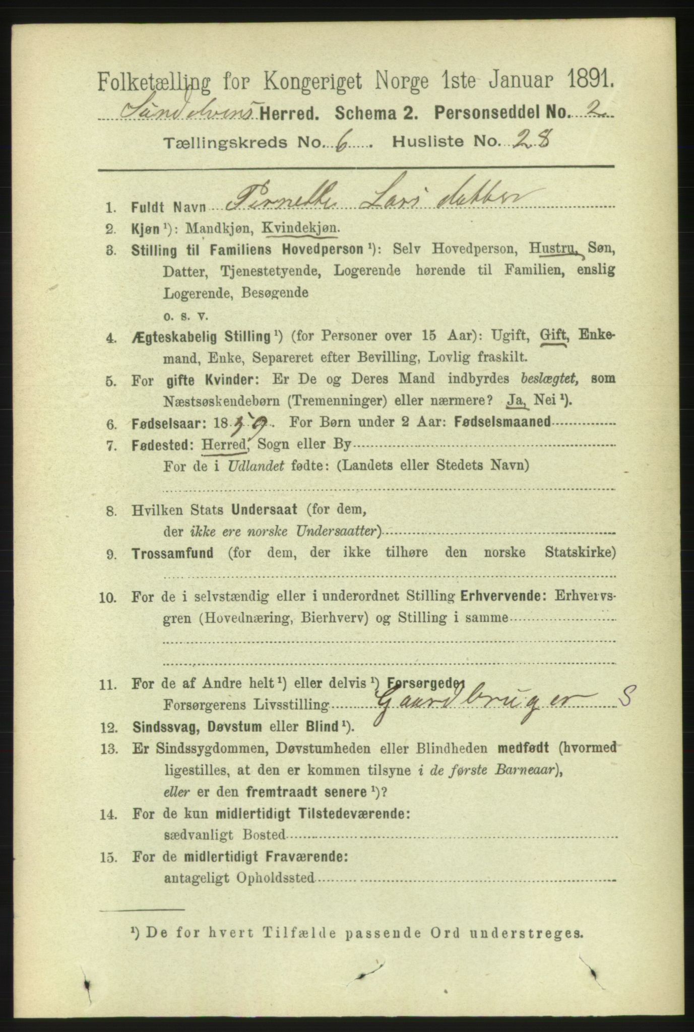 RA, 1891 census for 1523 Sunnylven, 1891, p. 1668