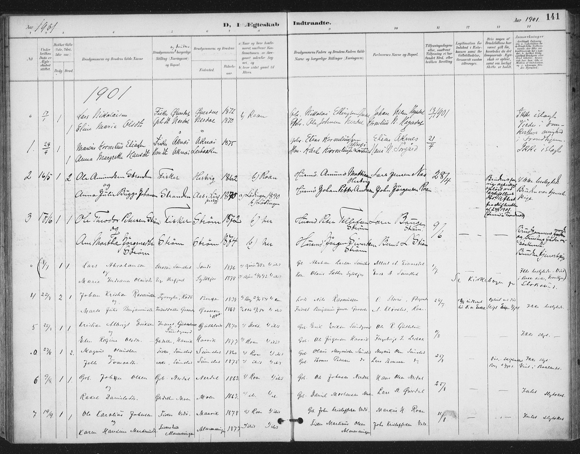 Ministerialprotokoller, klokkerbøker og fødselsregistre - Sør-Trøndelag, SAT/A-1456/657/L0708: Parish register (official) no. 657A09, 1894-1904, p. 141