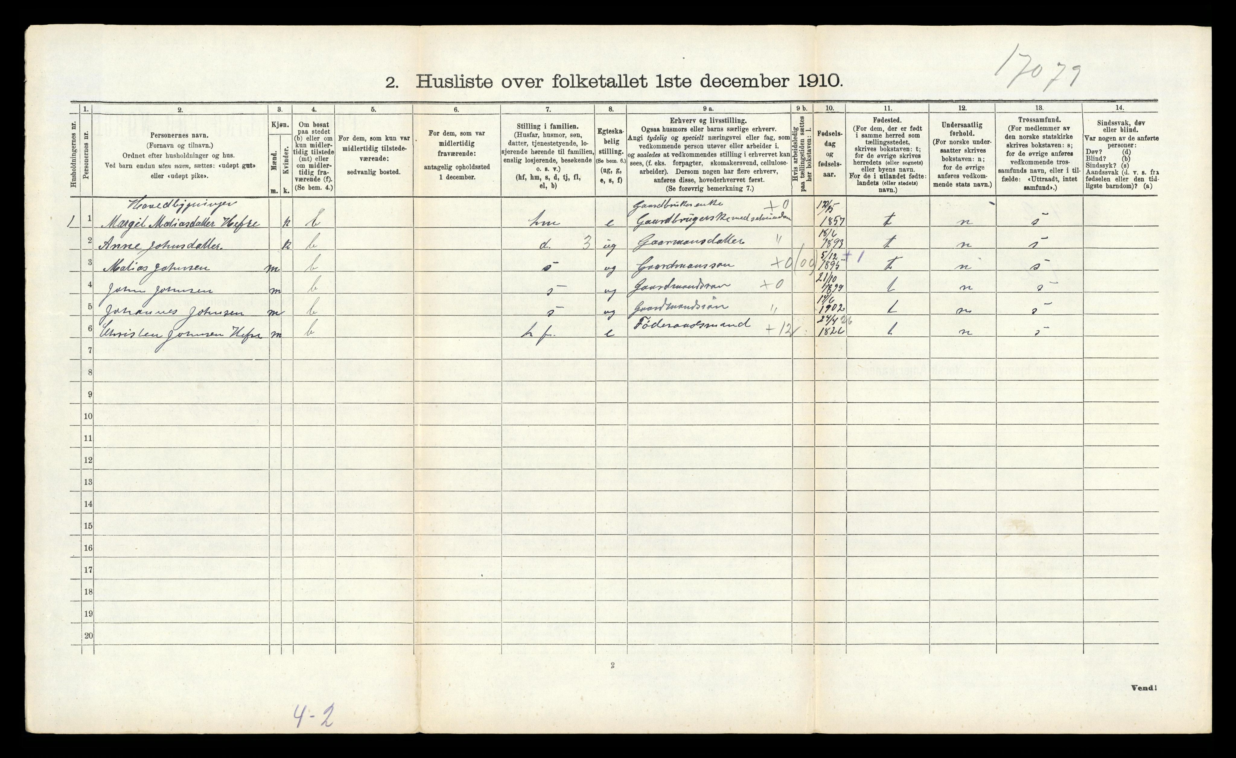 RA, 1910 census for Heddal, 1910, p. 1606