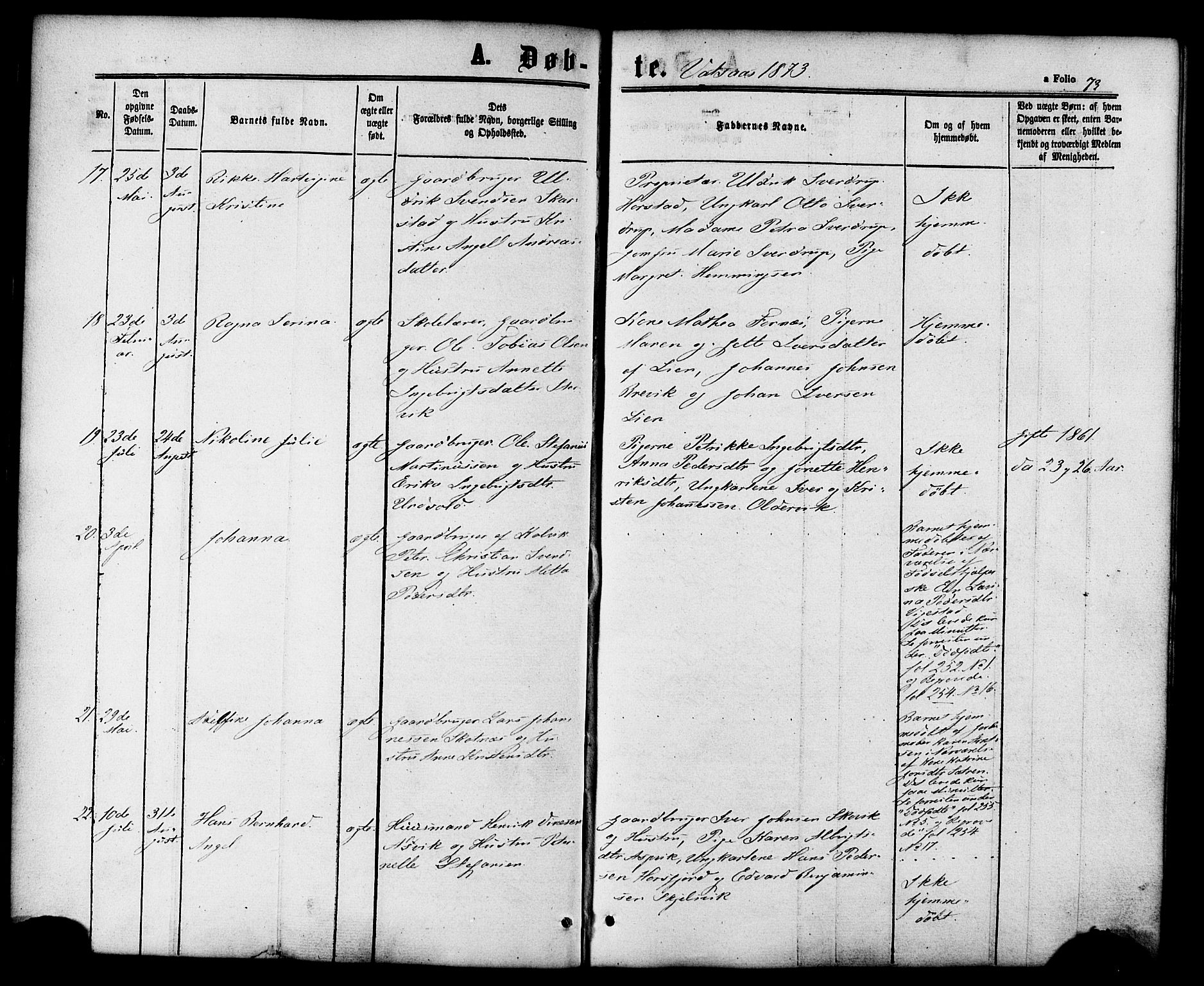 Ministerialprotokoller, klokkerbøker og fødselsregistre - Nordland, AV/SAT-A-1459/810/L0146: Parish register (official) no. 810A08 /1, 1862-1874, p. 73