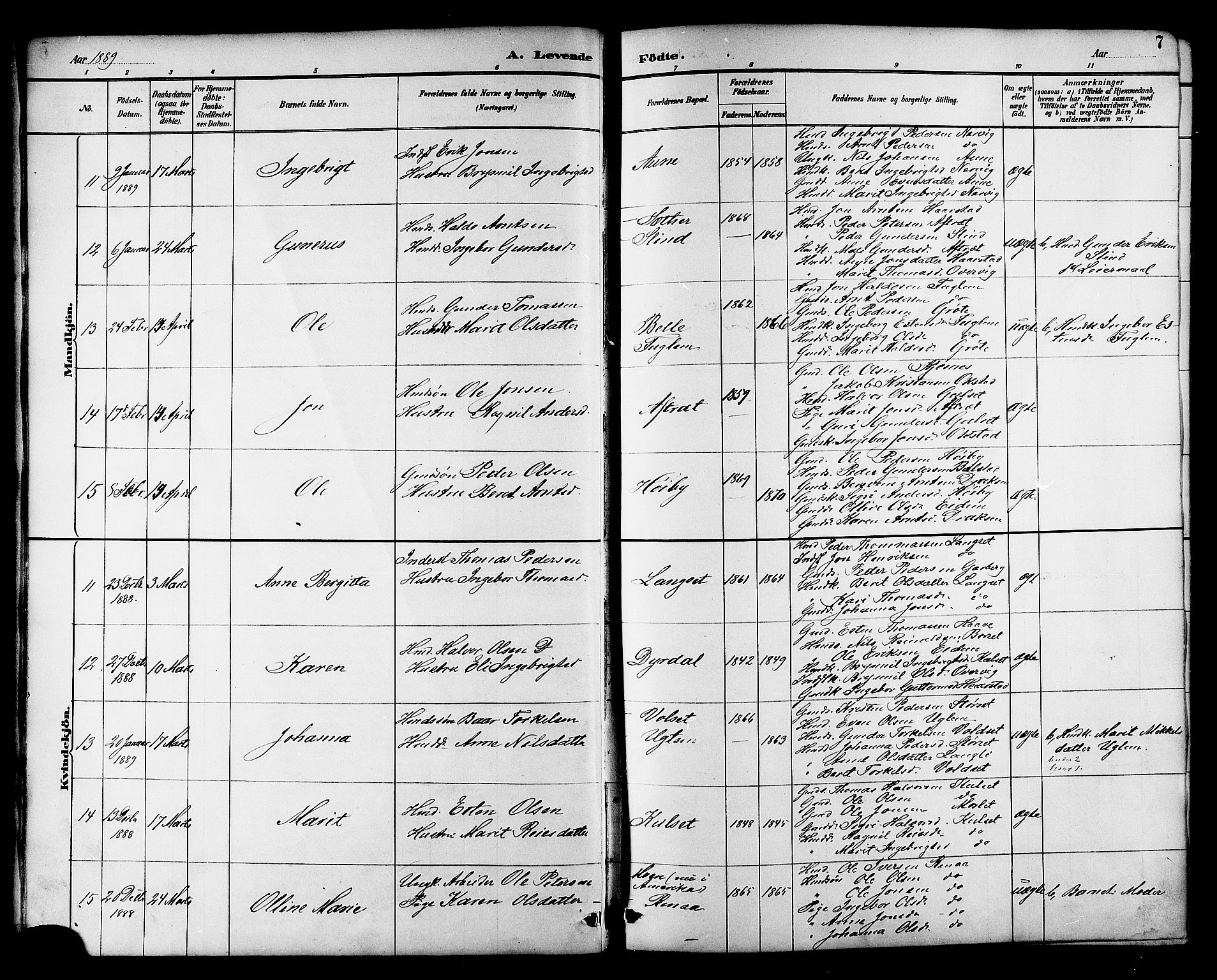 Ministerialprotokoller, klokkerbøker og fødselsregistre - Sør-Trøndelag, SAT/A-1456/695/L1157: Parish register (copy) no. 695C08, 1889-1913, p. 7