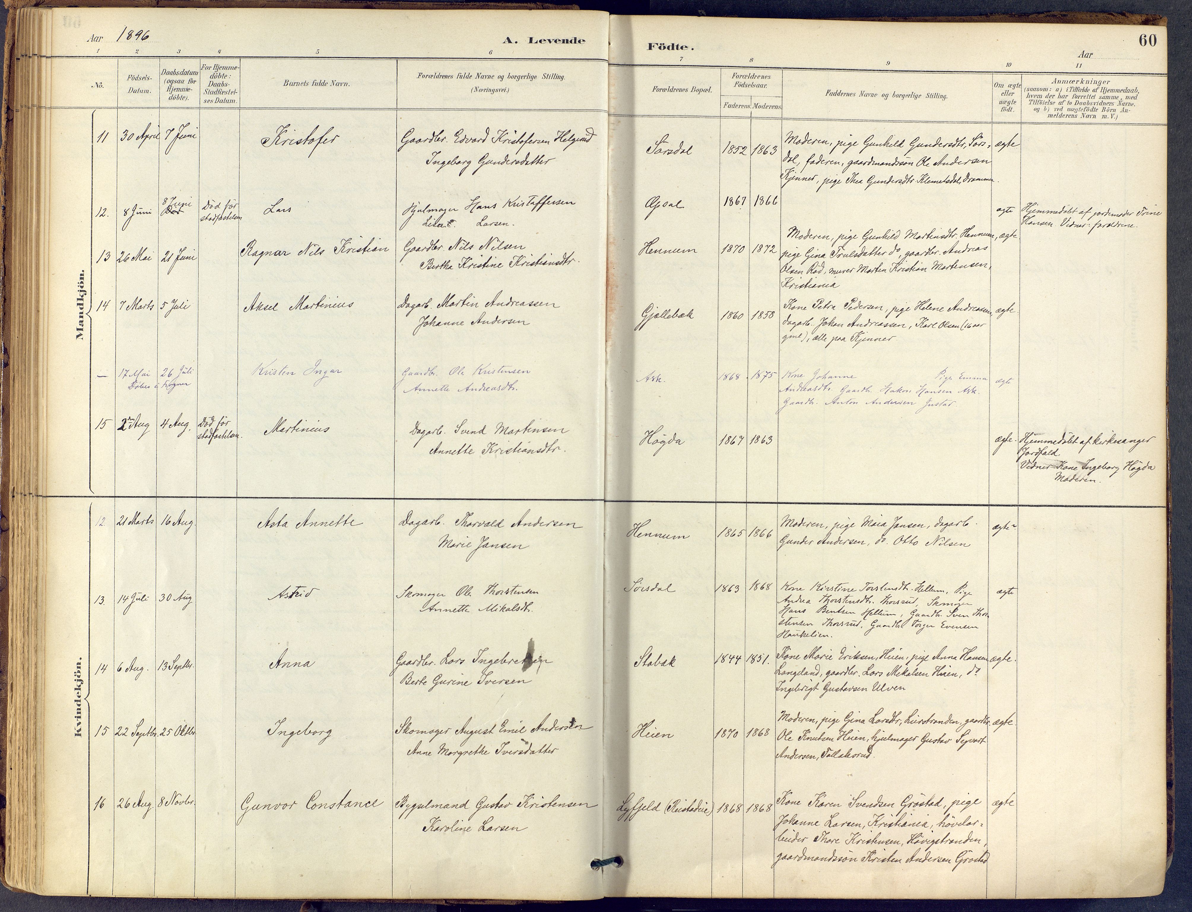 Lier kirkebøker, AV/SAKO-A-230/F/Fb/L0001: Parish register (official) no. II 1, 1883-1910, p. 60