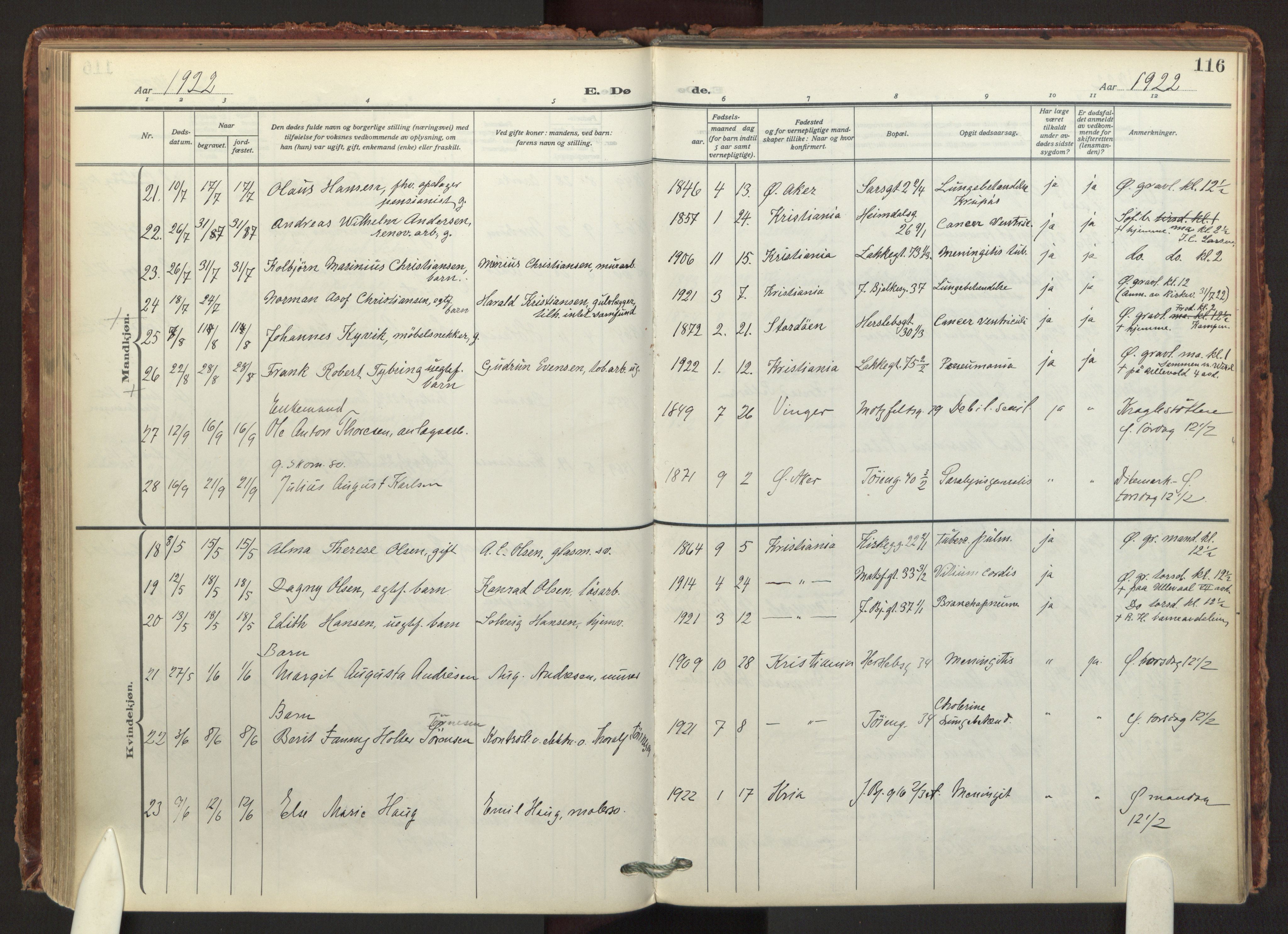 Tøyen prestekontor Kirkebøker, AV/SAO-A-10167a/F/Fa/L0003: Parish register (official) no. I 3, 1917-1933, p. 116