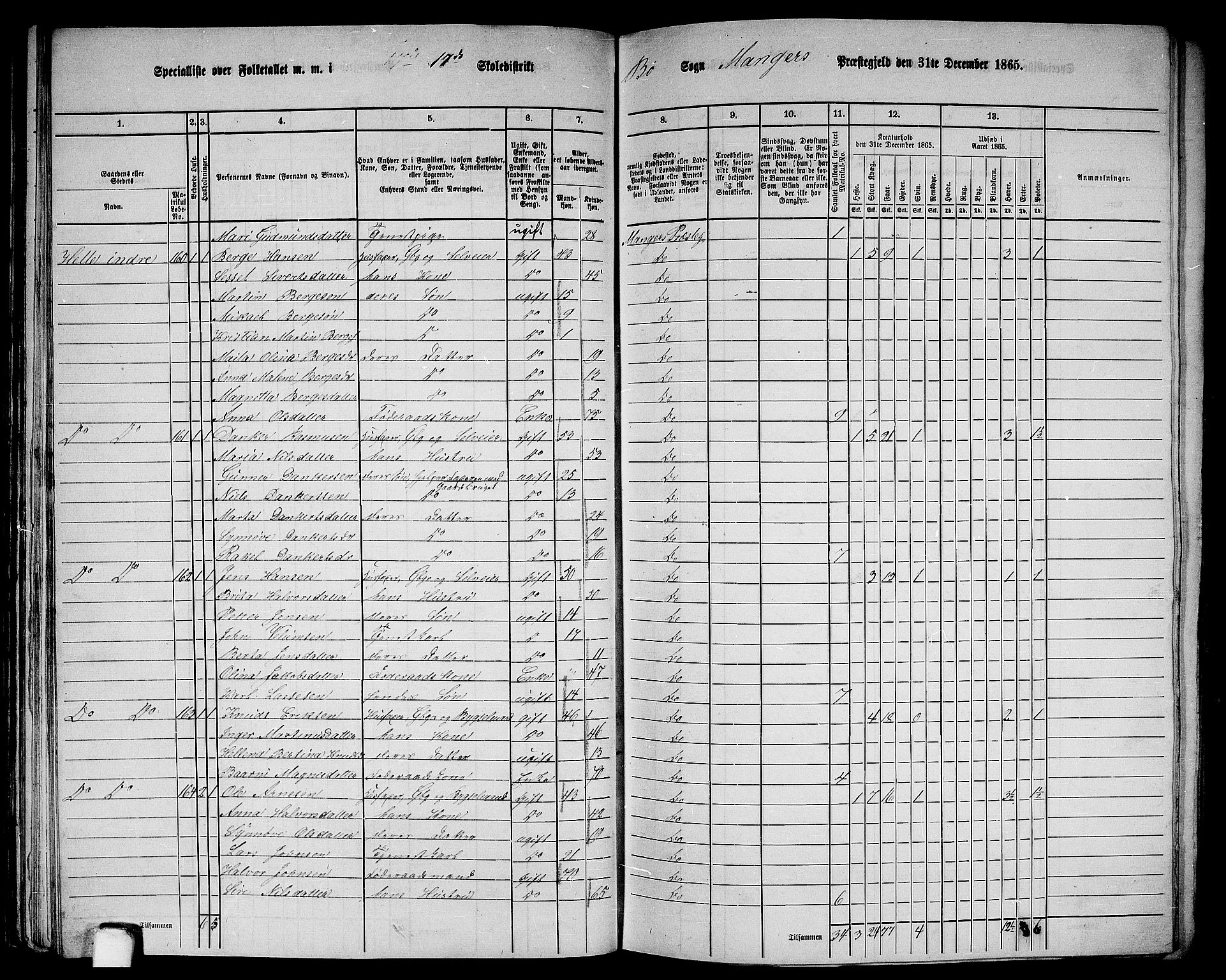 RA, 1865 census for Manger, 1865, p. 49