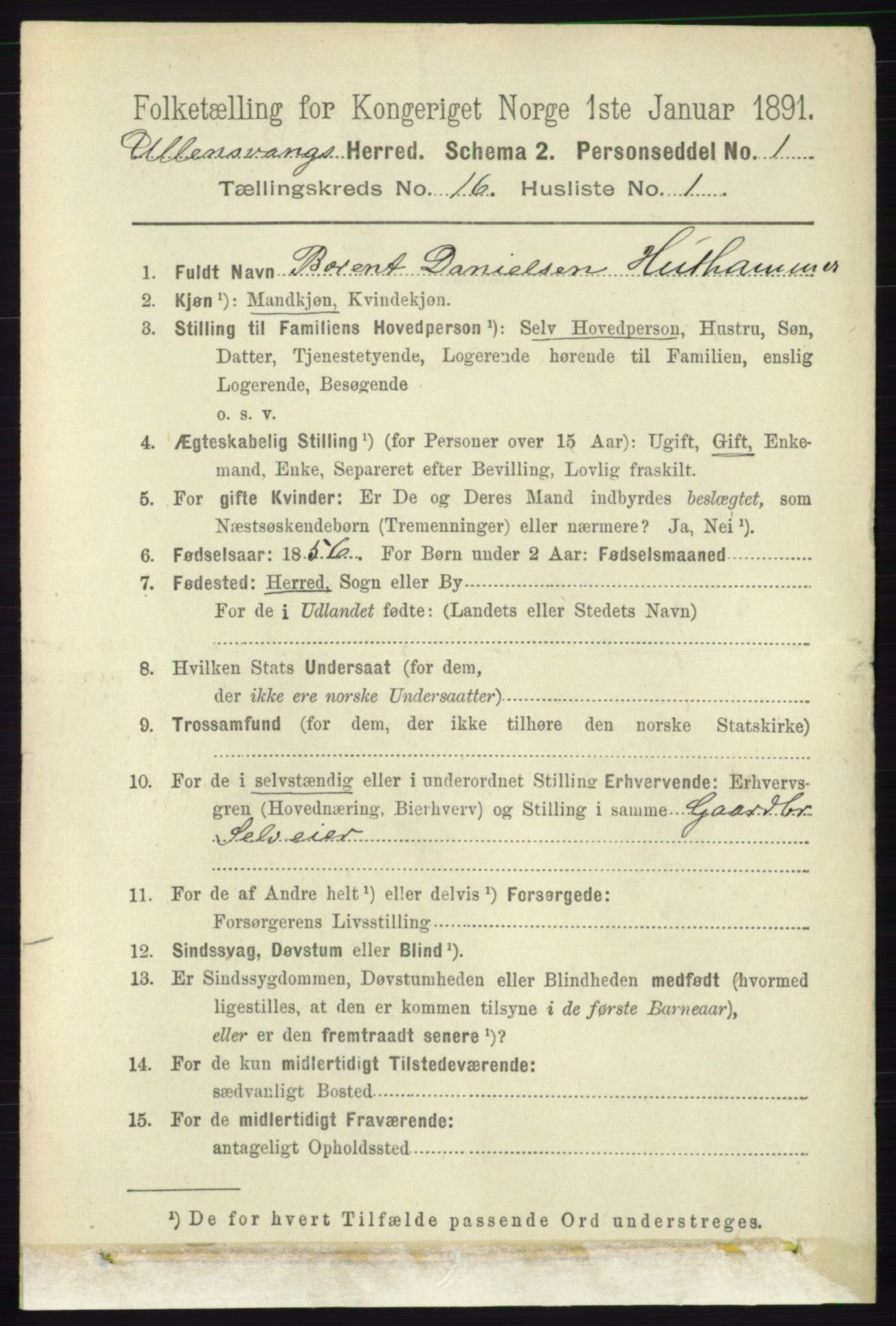 RA, 1891 census for 1230 Ullensvang, 1891, p. 6231