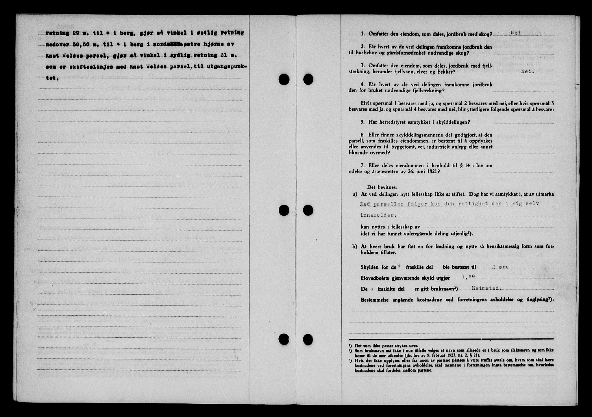 Karmsund sorenskriveri, SAST/A-100311/01/II/IIB/L0080: Mortgage book no. 61A, 1943-1943, Diary no: : 1210/1943