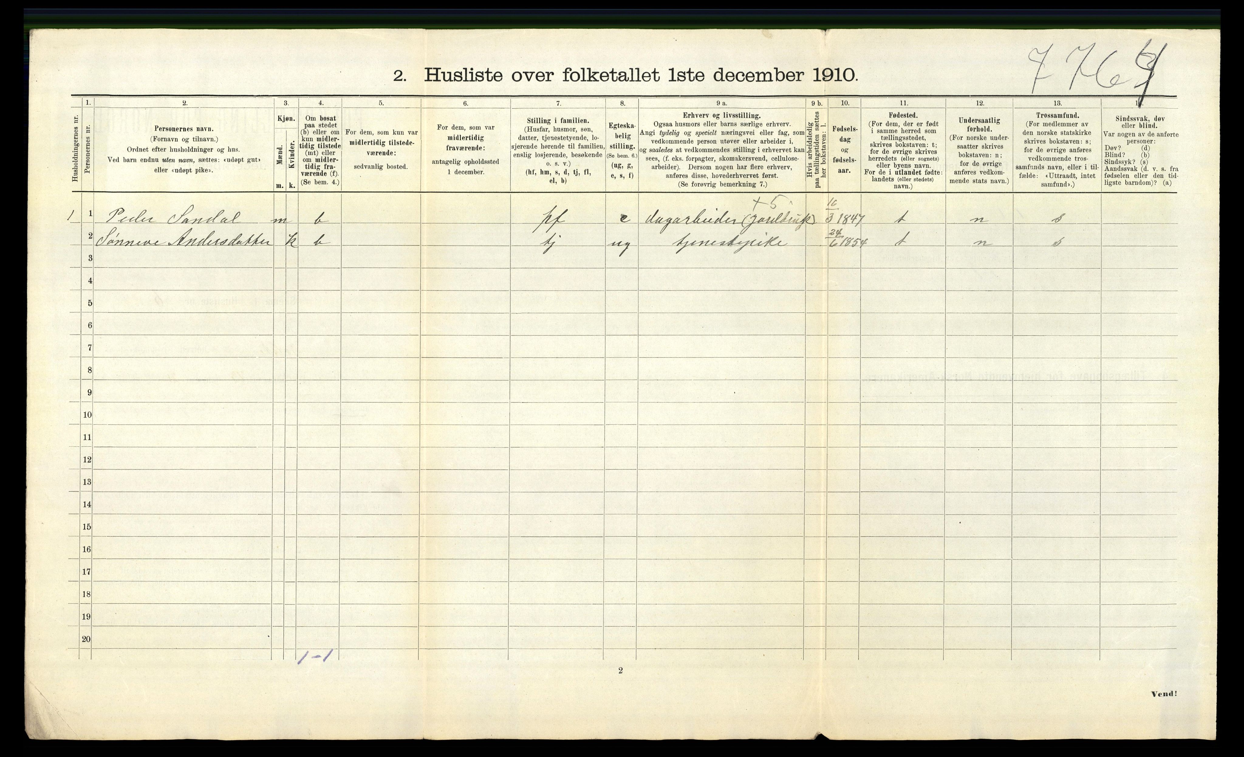 RA, 1910 census for Jølster, 1910, p. 501