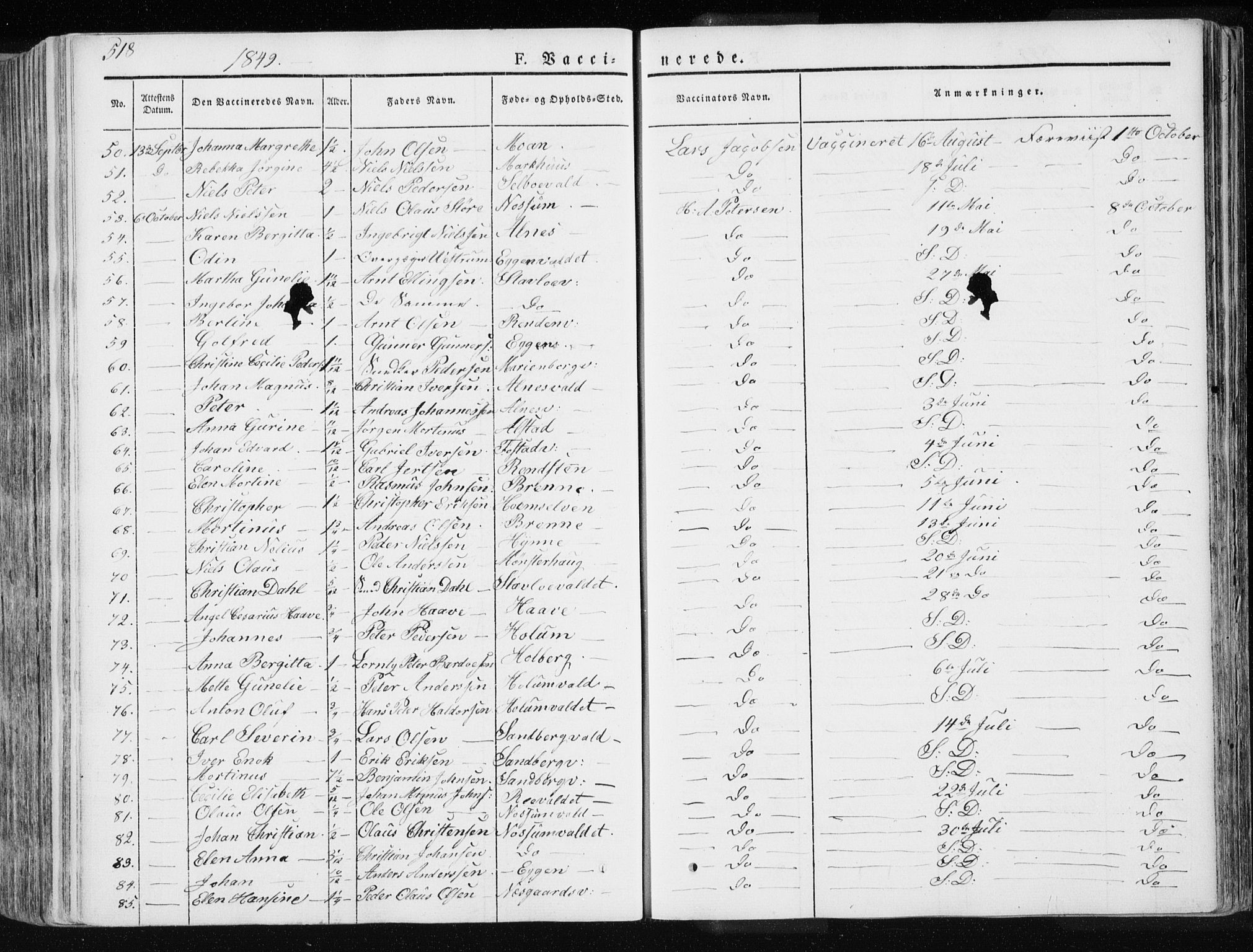 Ministerialprotokoller, klokkerbøker og fødselsregistre - Nord-Trøndelag, SAT/A-1458/717/L0154: Parish register (official) no. 717A06 /1, 1836-1849, p. 518