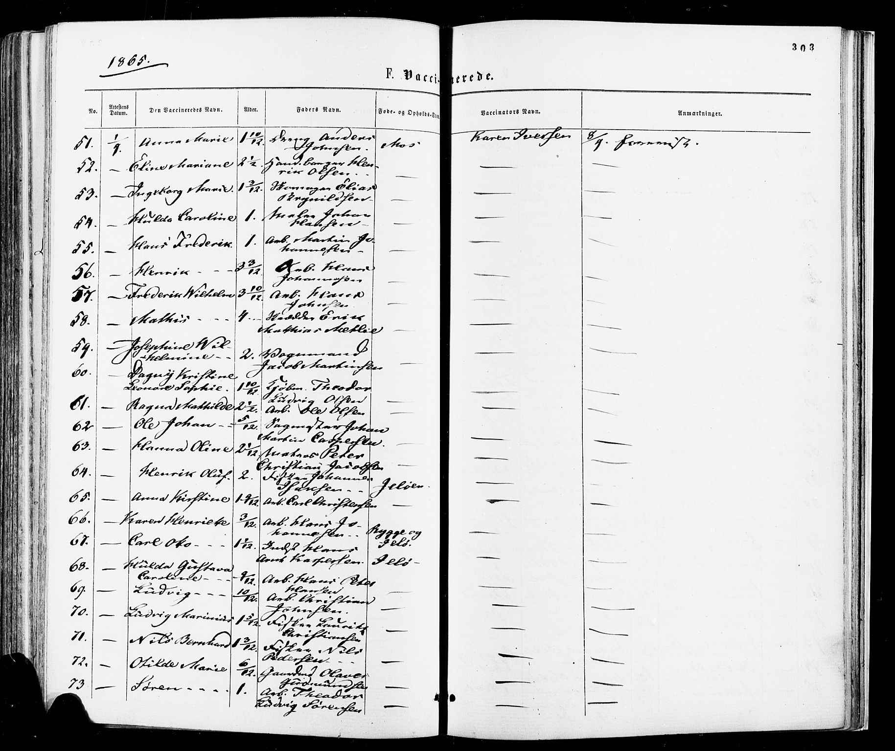 Moss prestekontor Kirkebøker, AV/SAO-A-2003/F/Fa/L0009: Parish register (official) no. I 9, 1861-1869, p. 303