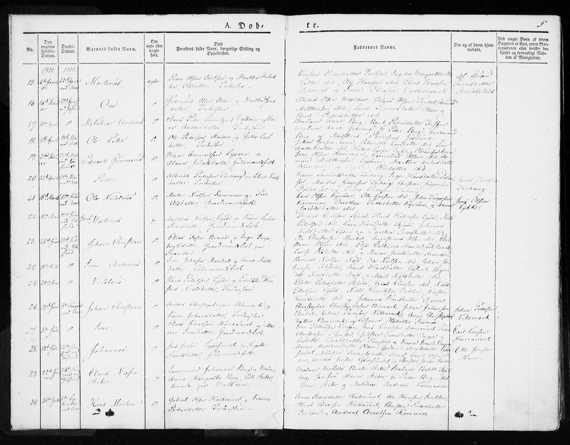 Ministerialprotokoller, klokkerbøker og fødselsregistre - Sør-Trøndelag, SAT/A-1456/655/L0676: Parish register (official) no. 655A05, 1830-1847, p. 5