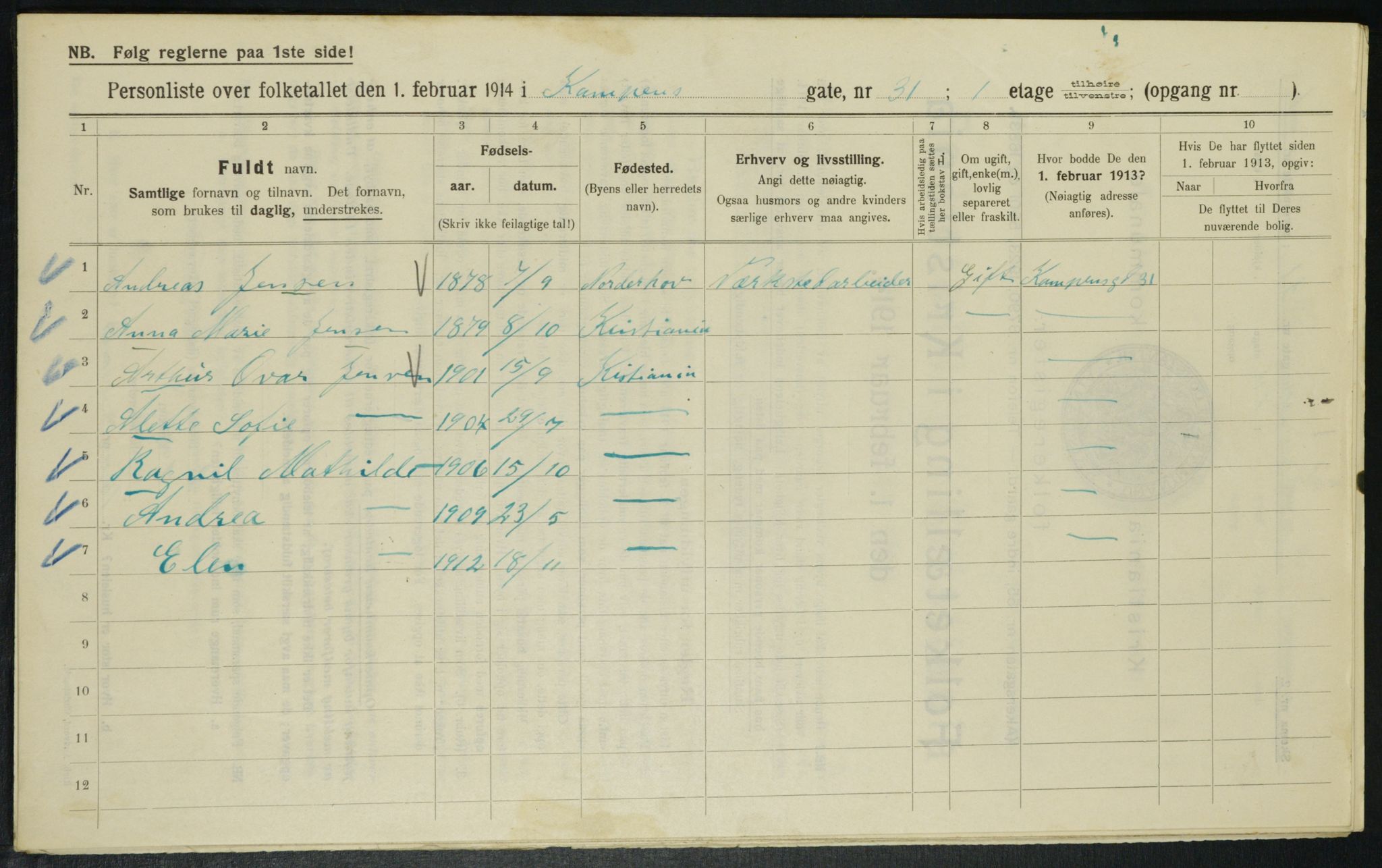 OBA, Municipal Census 1914 for Kristiania, 1914, p. 47902