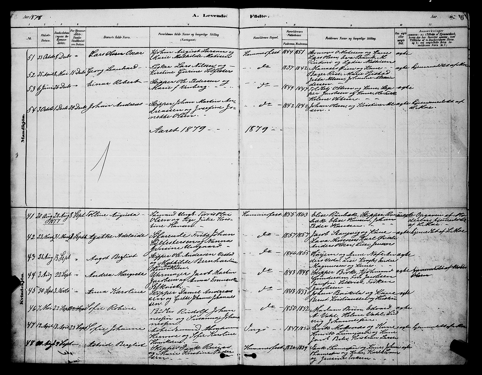 Hammerfest sokneprestkontor, AV/SATØ-S-1347/H/Hb/L0006.klokk: Parish register (copy) no. 6, 1876-1884, p. 6