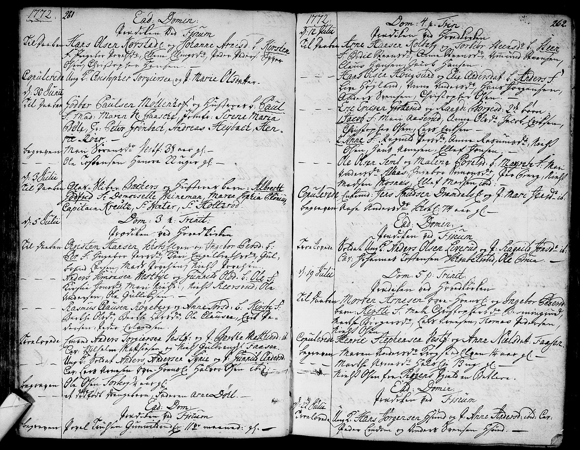 Eiker kirkebøker, SAKO/A-4/F/Fa/L0008: Parish register (official) no. I 8, 1764-1788, p. 261-262