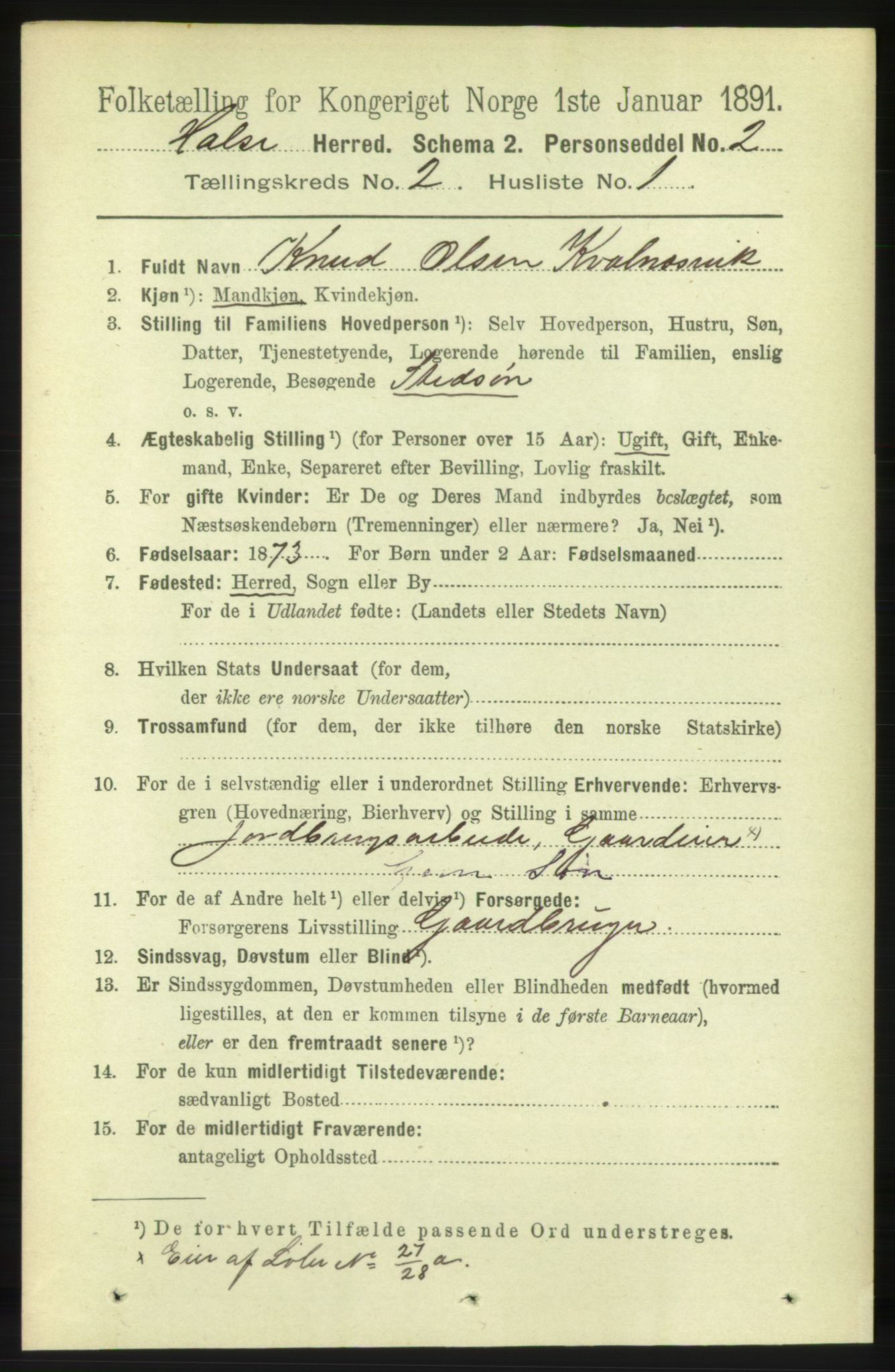 RA, 1891 census for 1571 Halsa, 1891, p. 241