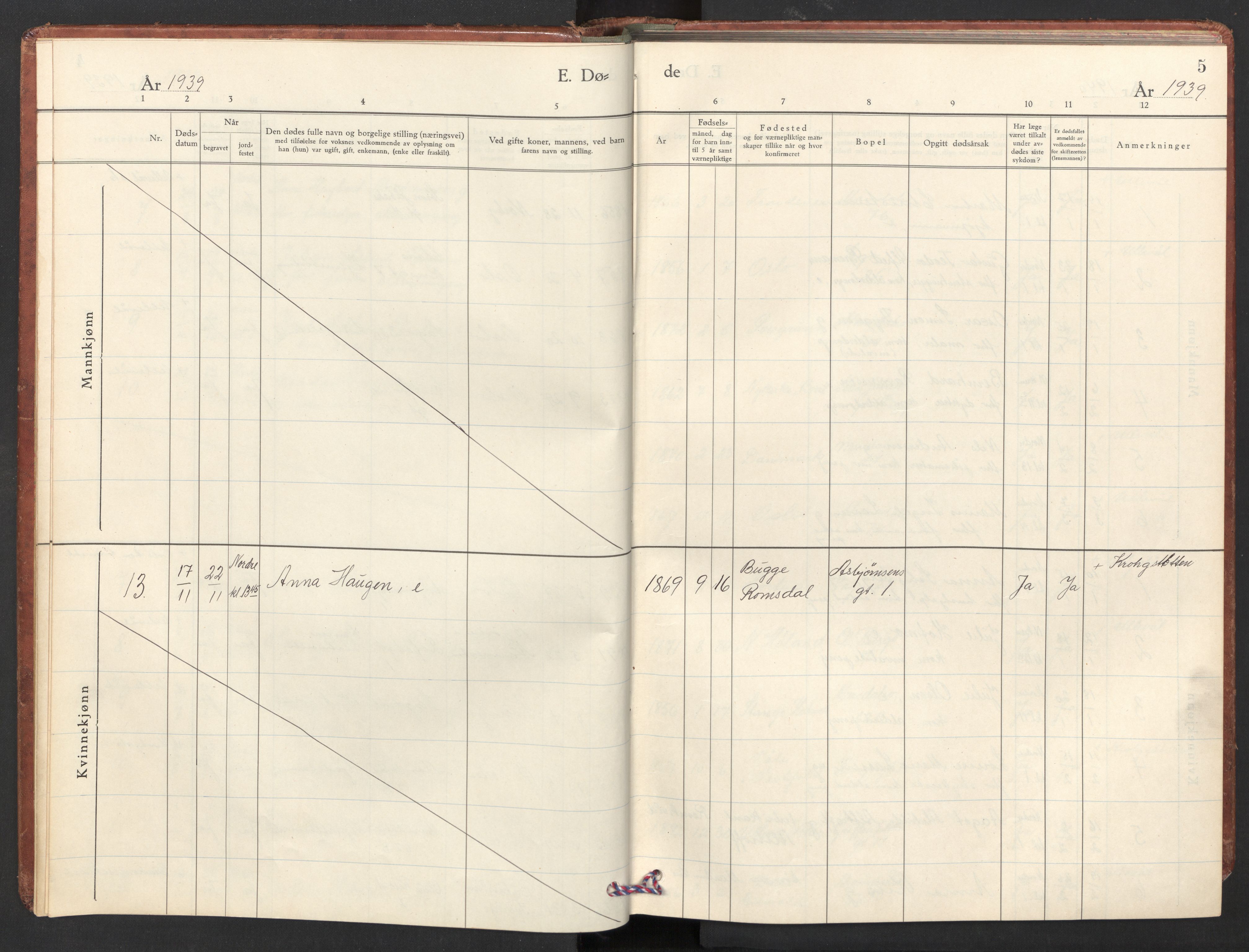 Iladalen småkirkemenighet Kirkebøker, AV/SAO-A-10326a/F/L0001: Parish register (official) no. 1, 1938-1975, p. 5