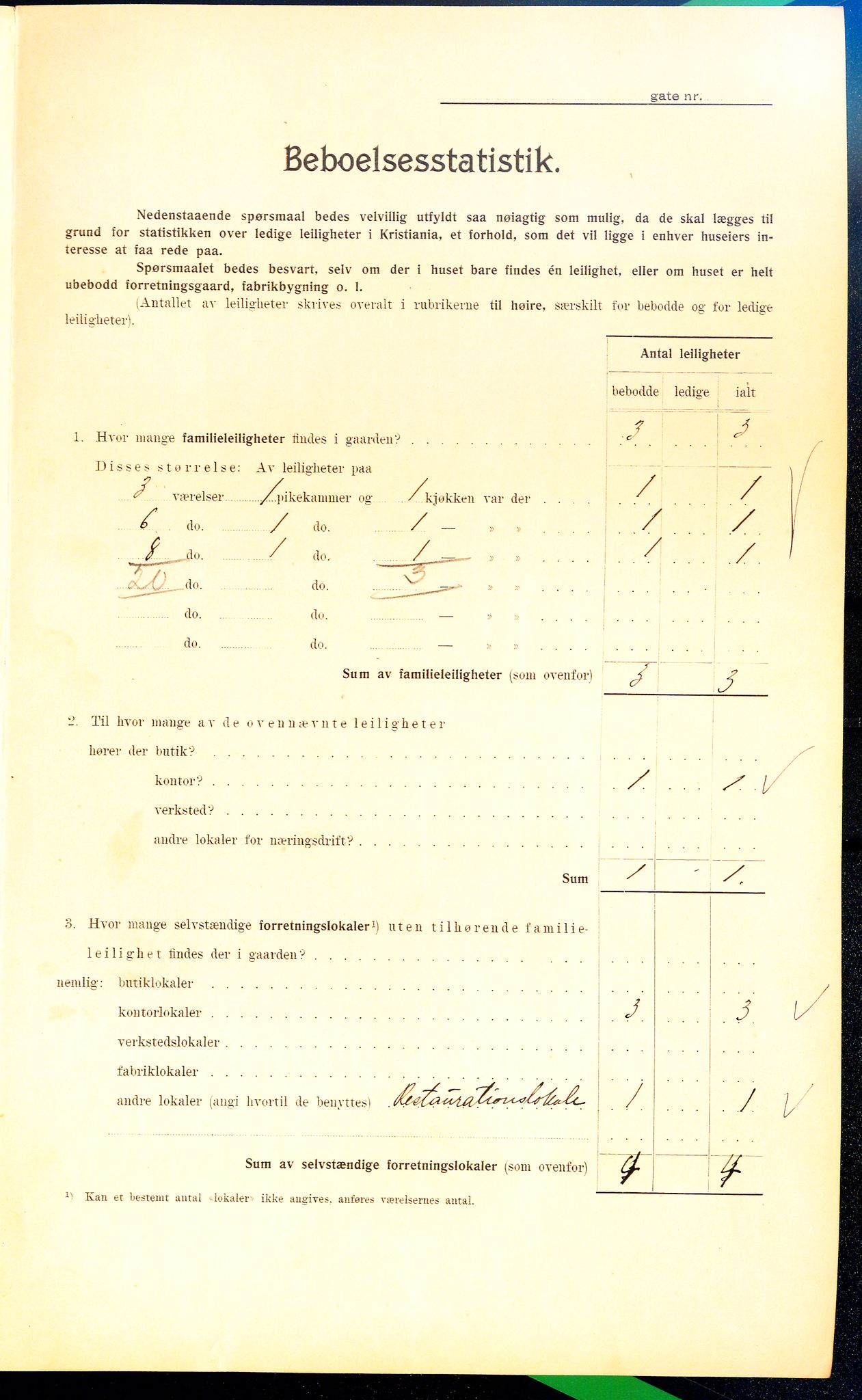 OBA, Municipal Census 1910 for Kristiania, 1910, p. 3195