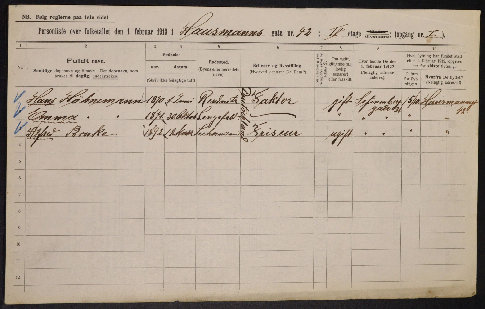 OBA, Municipal Census 1913 for Kristiania, 1913, p. 35572