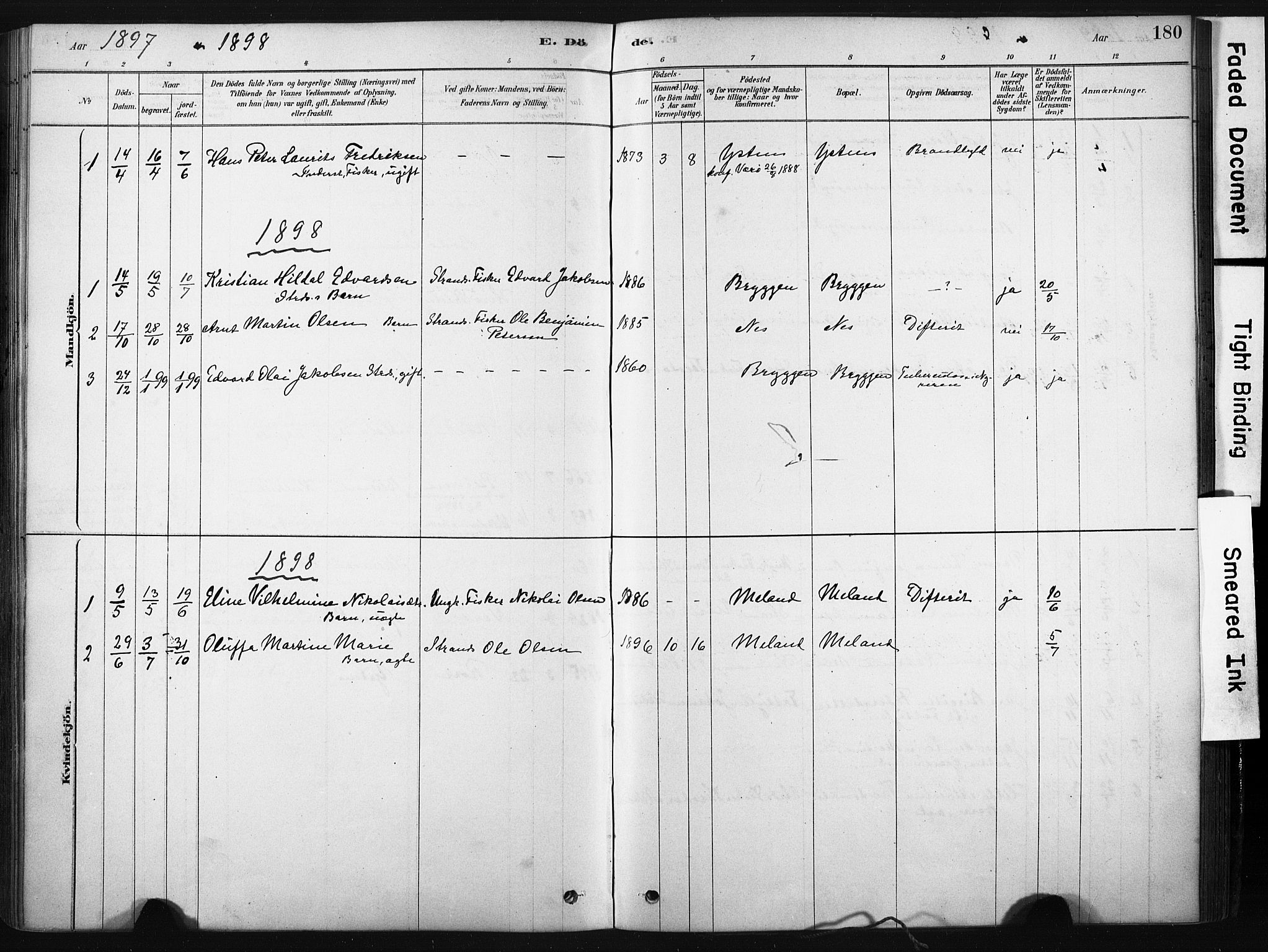 Ministerialprotokoller, klokkerbøker og fødselsregistre - Nordland, AV/SAT-A-1459/808/L0128: Parish register (official) no. 808A01, 1880-1902, p. 180