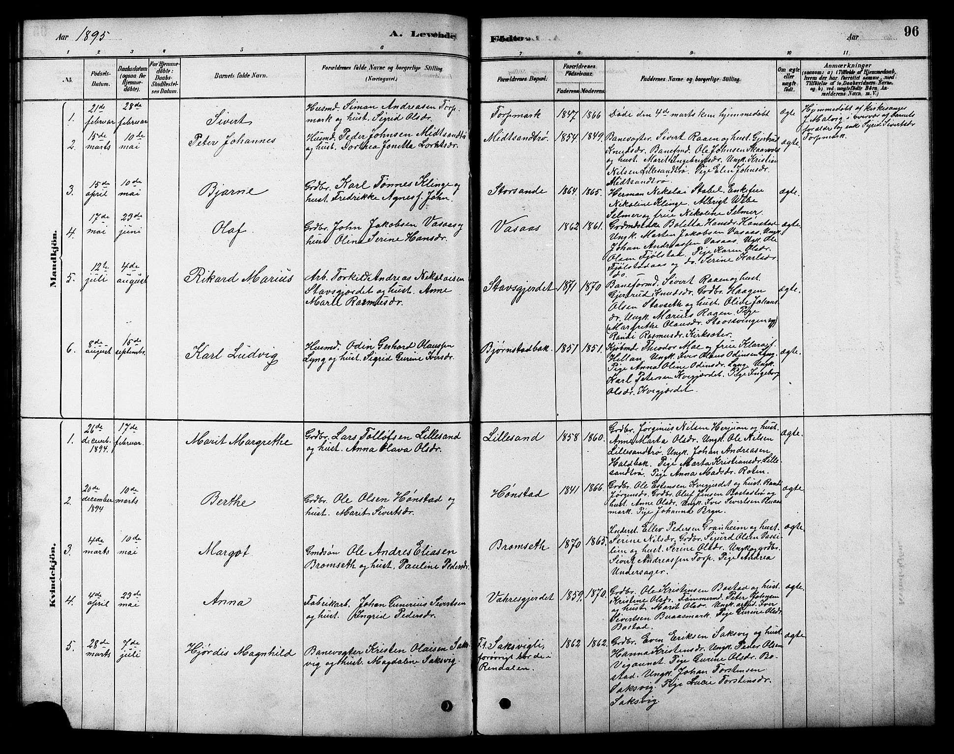Ministerialprotokoller, klokkerbøker og fødselsregistre - Sør-Trøndelag, SAT/A-1456/616/L0423: Parish register (copy) no. 616C06, 1878-1903, p. 96