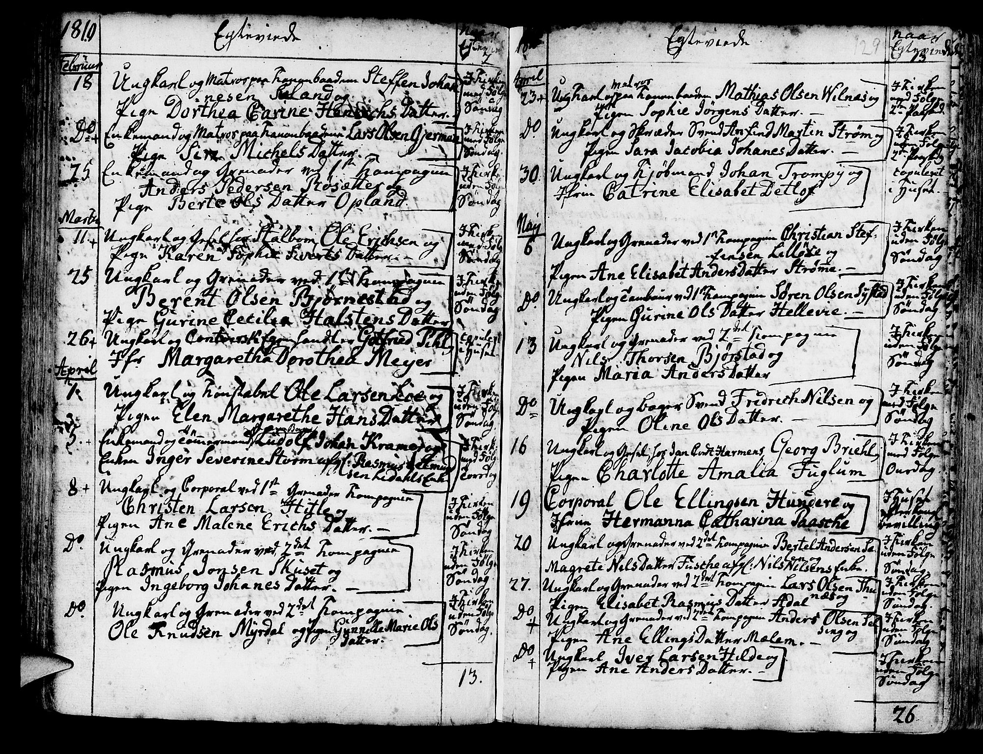 Korskirken sokneprestembete, AV/SAB-A-76101/H/Haa/L0009: Parish register (official) no. A 9, 1743-1861, p. 129