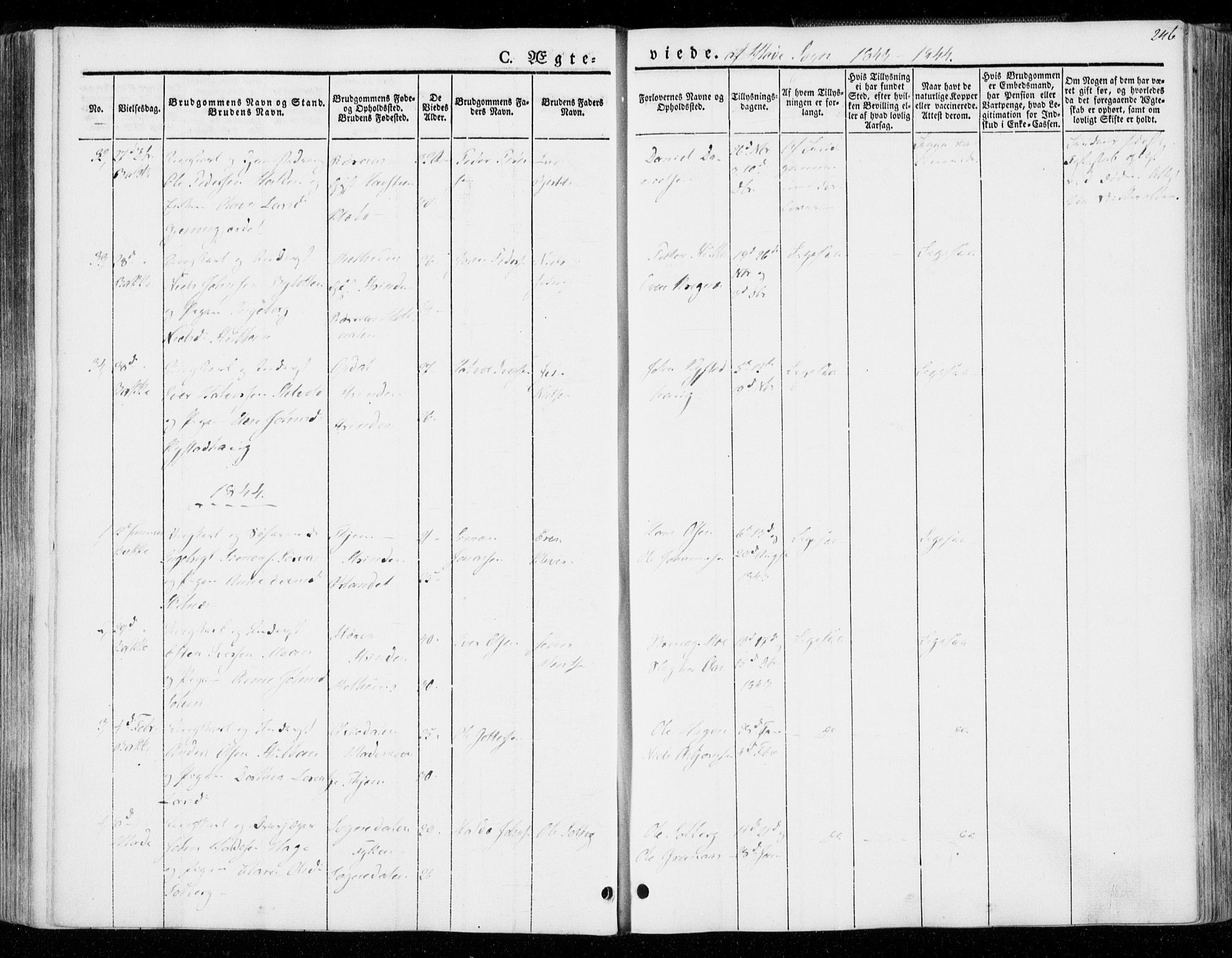 Ministerialprotokoller, klokkerbøker og fødselsregistre - Sør-Trøndelag, SAT/A-1456/606/L0290: Parish register (official) no. 606A05, 1841-1847, p. 246