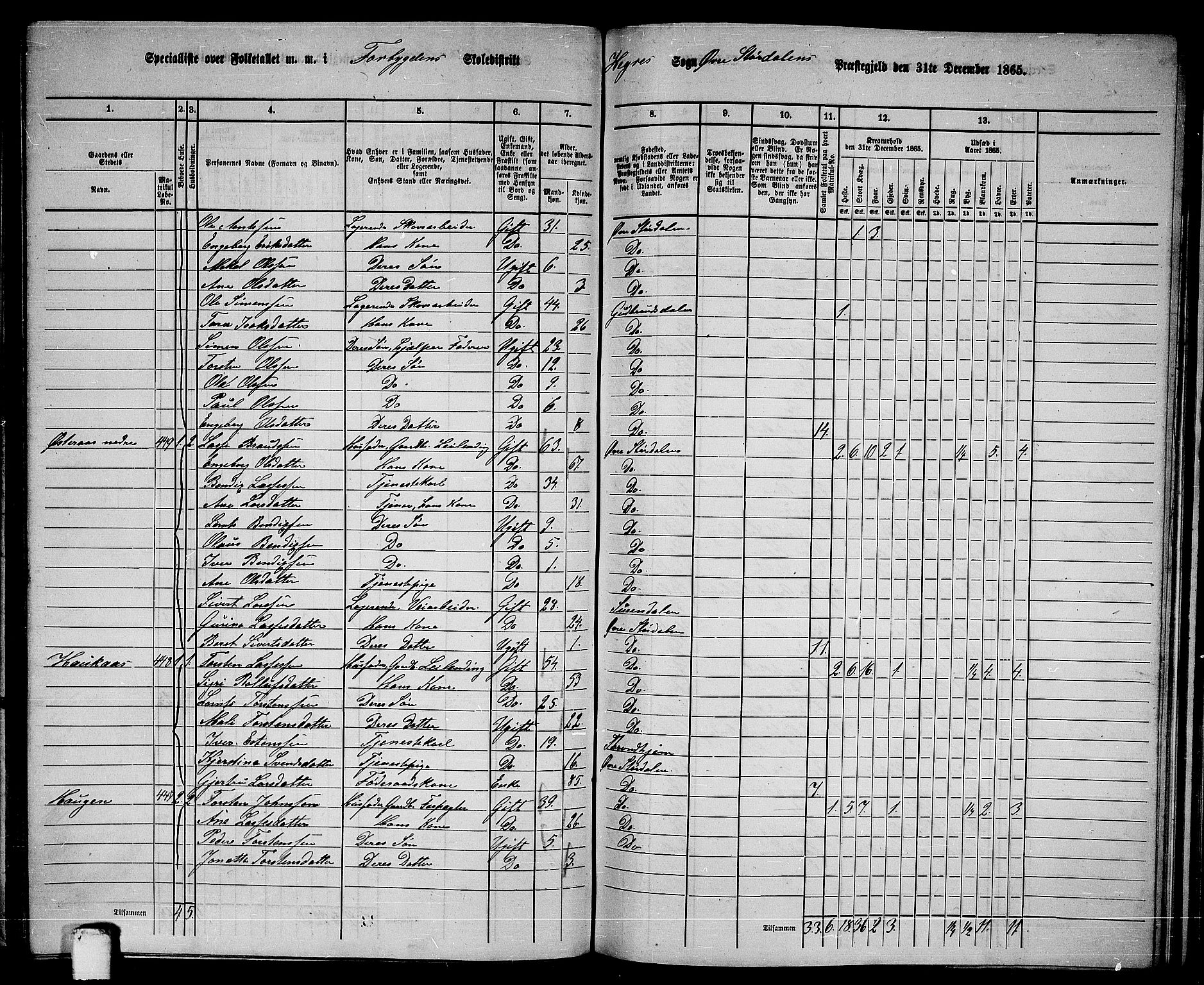 RA, 1865 census for Øvre Stjørdal, 1865, p. 116