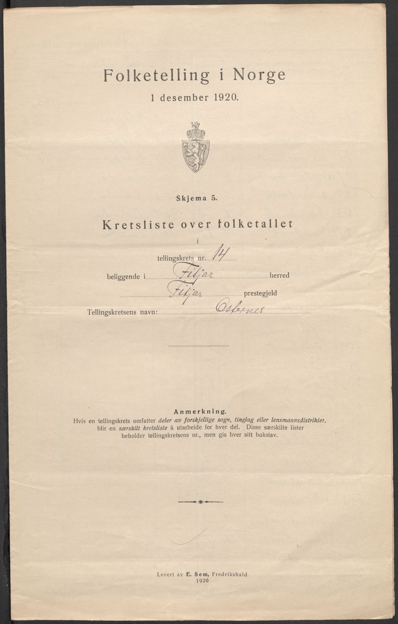 SAB, 1920 census for Fitjar, 1920, p. 44