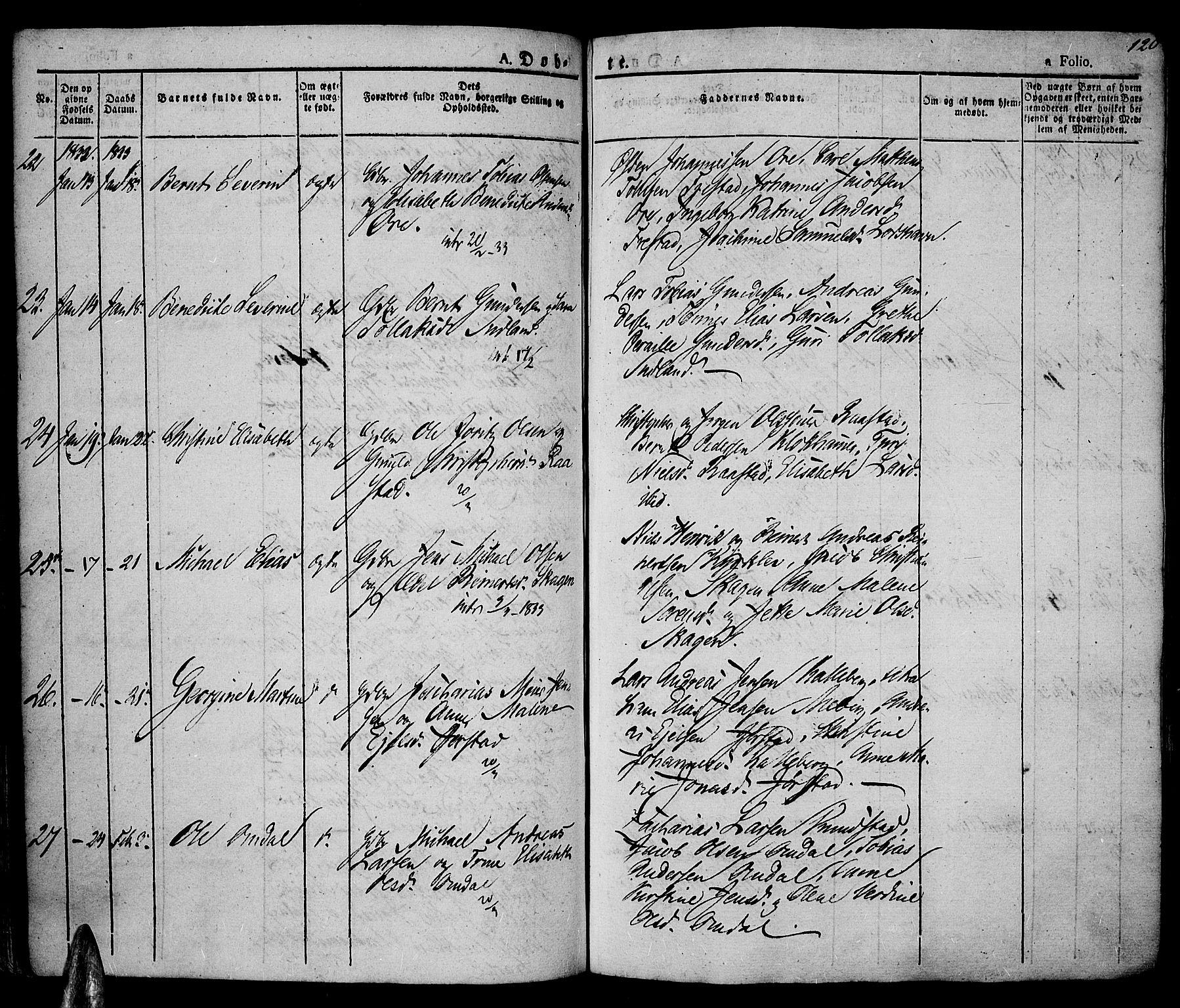 Lista sokneprestkontor, SAK/1111-0027/F/Fa/L0008: Parish register (official) no. A 8, 1823-1835, p. 120