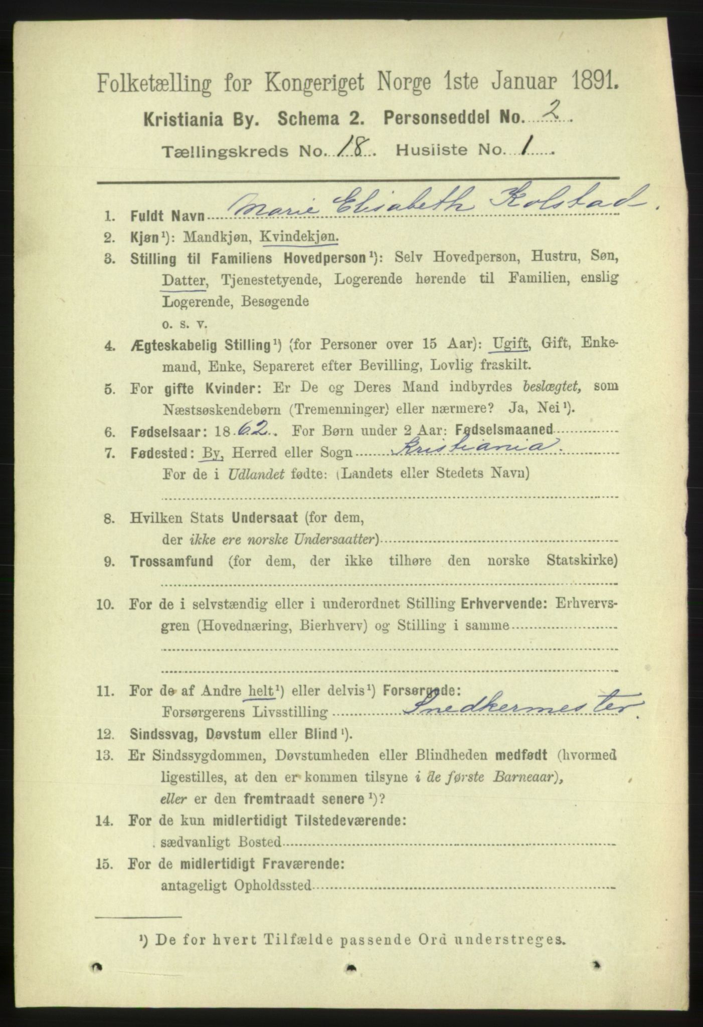 RA, 1891 census for 0301 Kristiania, 1891, p. 8919