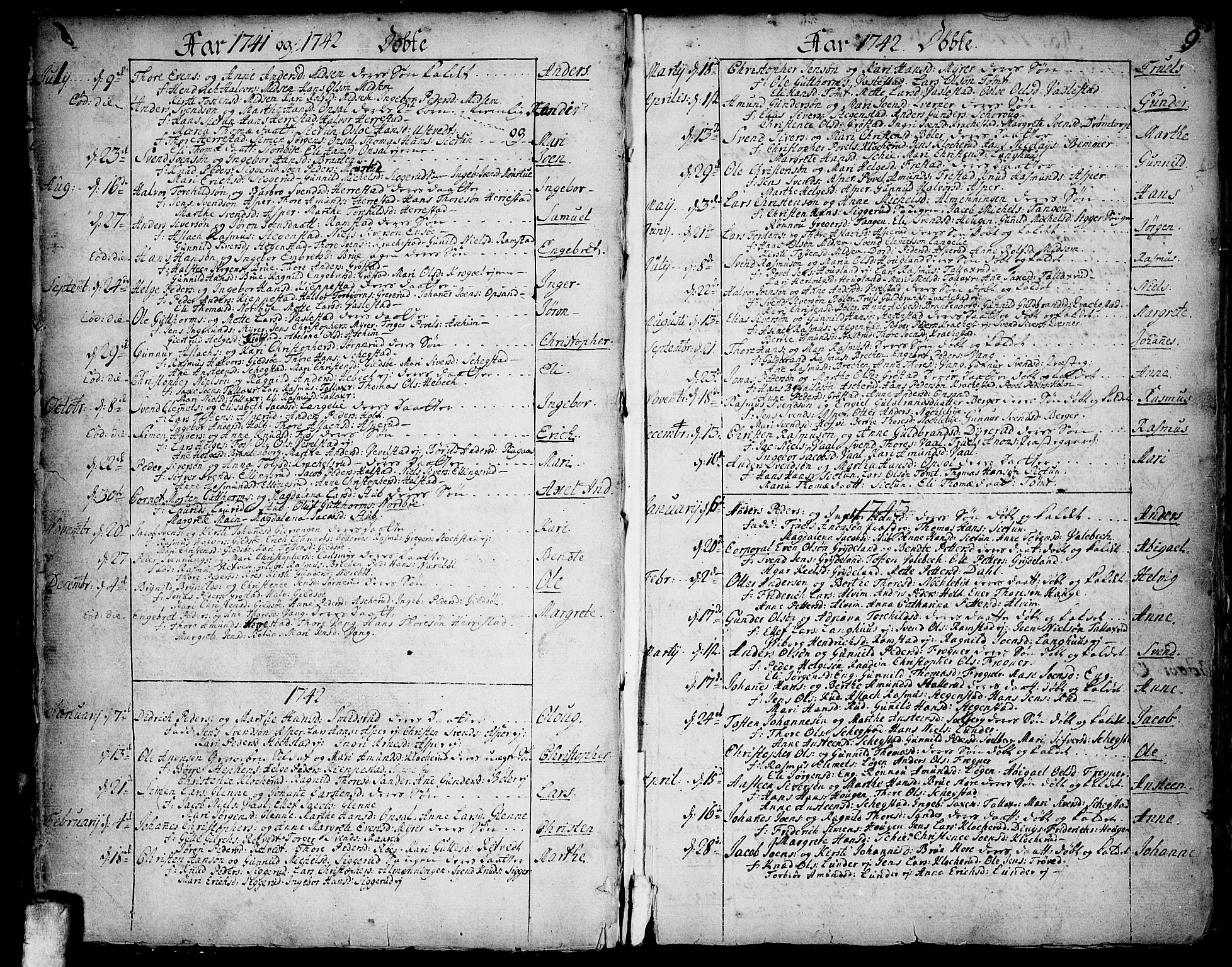 Kråkstad prestekontor Kirkebøker, SAO/A-10125a/F/Fa/L0001: Parish register (official) no. I 1, 1736-1785, p. 9