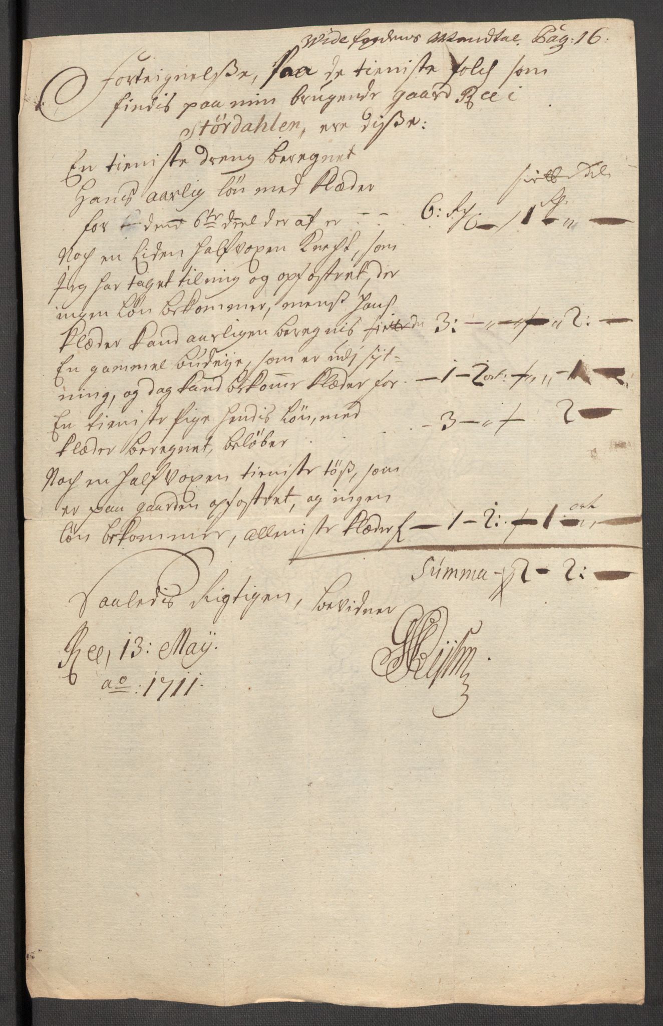 Rentekammeret inntil 1814, Reviderte regnskaper, Fogderegnskap, AV/RA-EA-4092/R62/L4201: Fogderegnskap Stjørdal og Verdal, 1711, p. 497