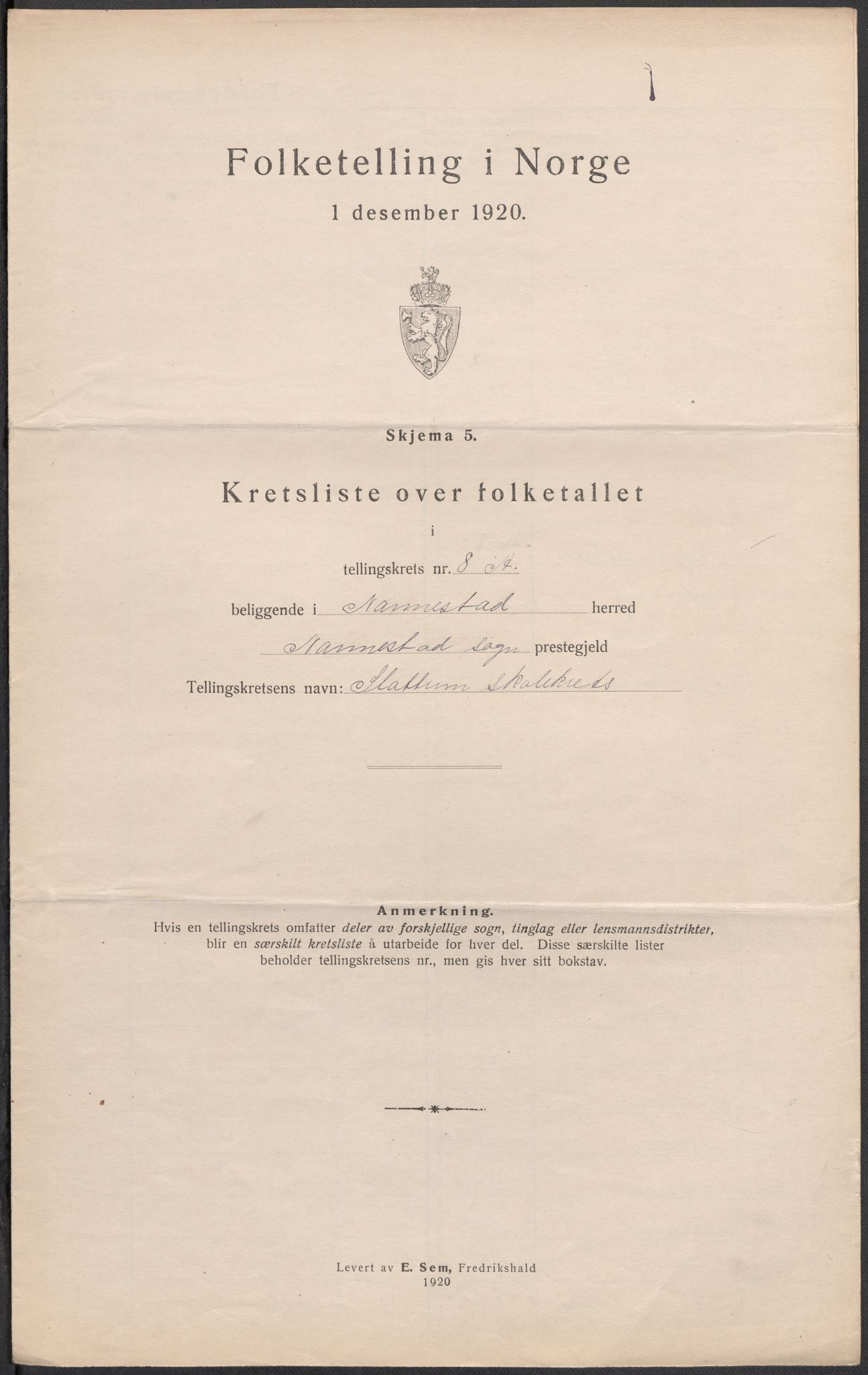 SAO, 1920 census for Nannestad, 1920, p. 40