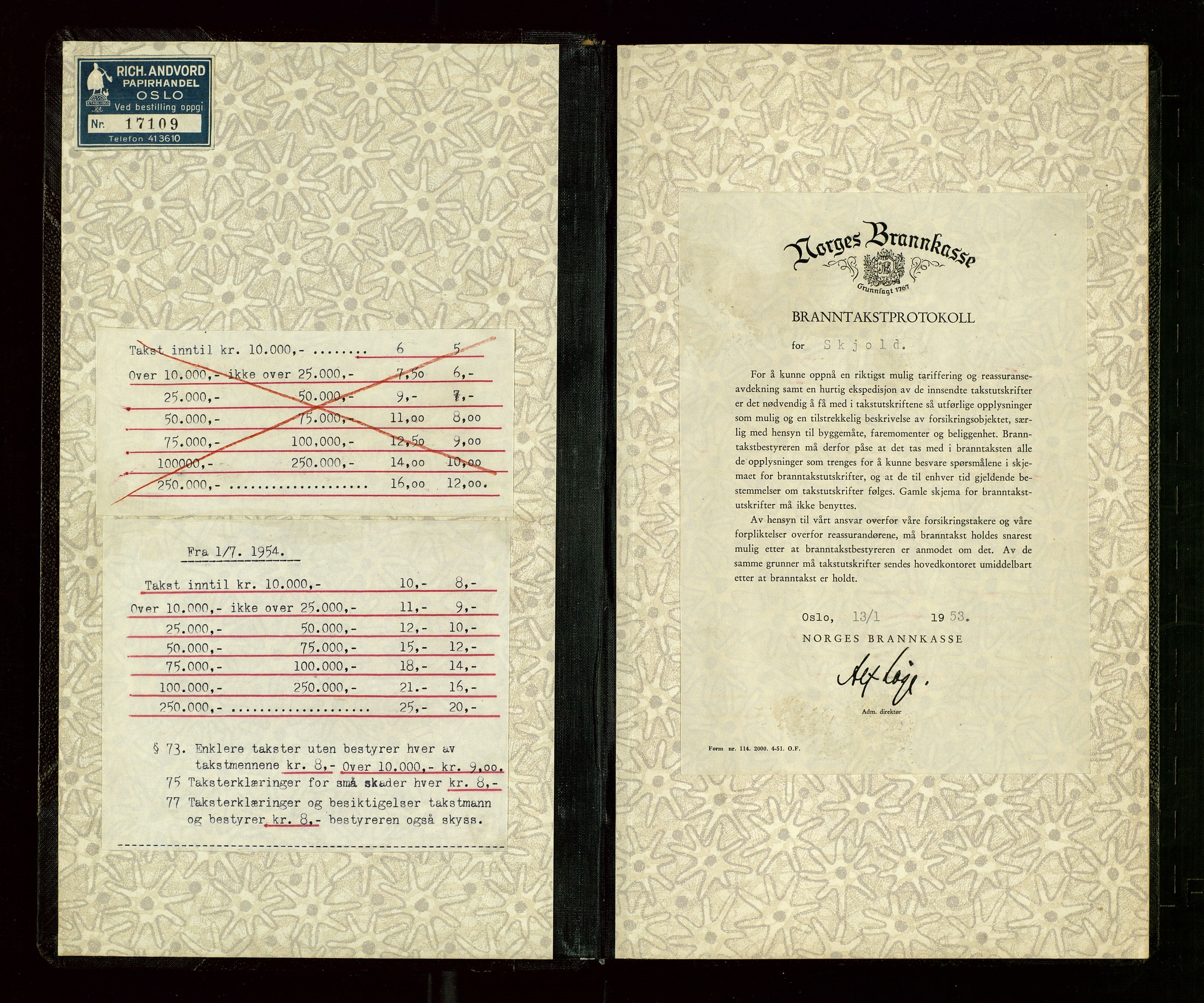 Skjold lensmannskontor, AV/SAST-A-100182/Goa/L0004: "Branntakstprotokoll for Skjold", 1953-1955